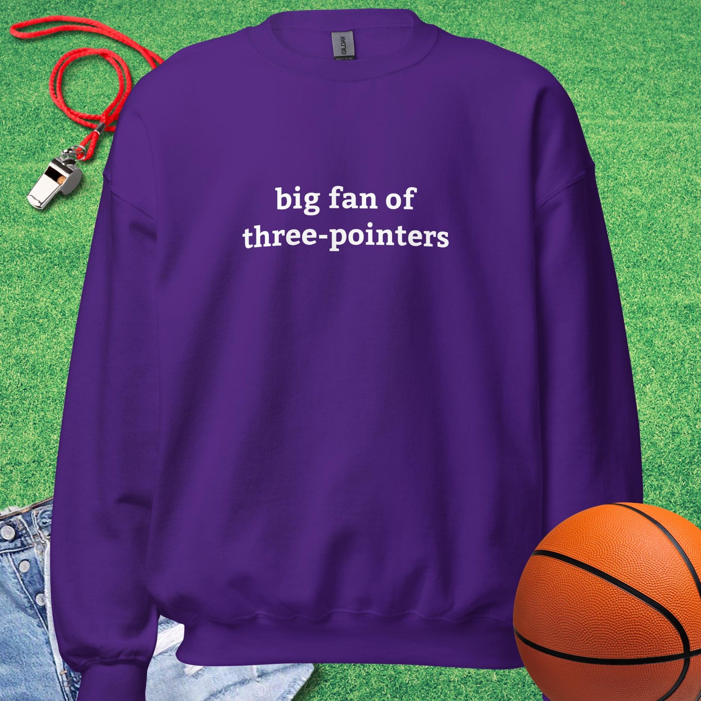 Big Fan of Three-Pointers Sweatshirt in Purple - Classic Bball Sweatshirt | Sideline Gods