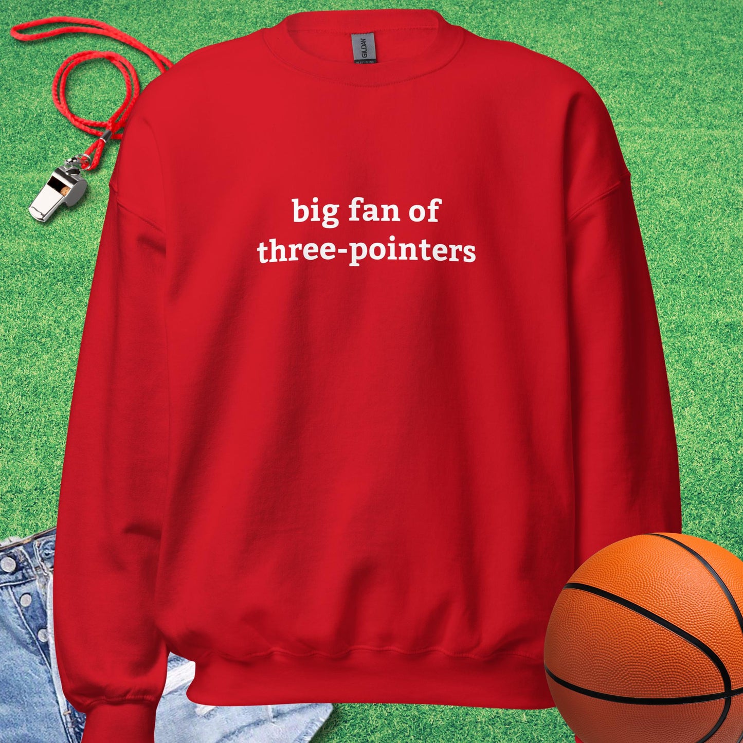 Big Fan of Three-Pointers Sweatshirt in Red - Minimalist Basketball Sweatshirt | Sideline Gods