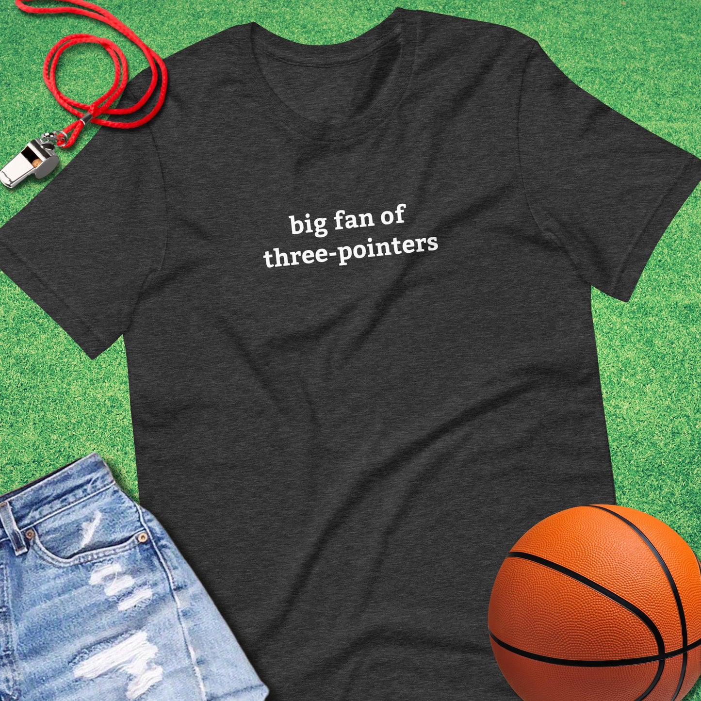 Big Fan of Three Pointers T-Shirt in Dark Grey Heather - Old School Basketball T-Shirt | Sideline Gods