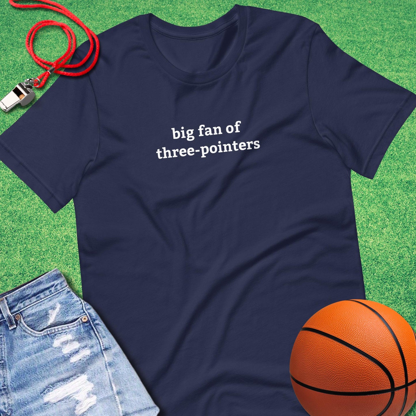 Big Fan of Three Pointers T-Shirt in Navy - Classic Bball Gear | Sideline Gods