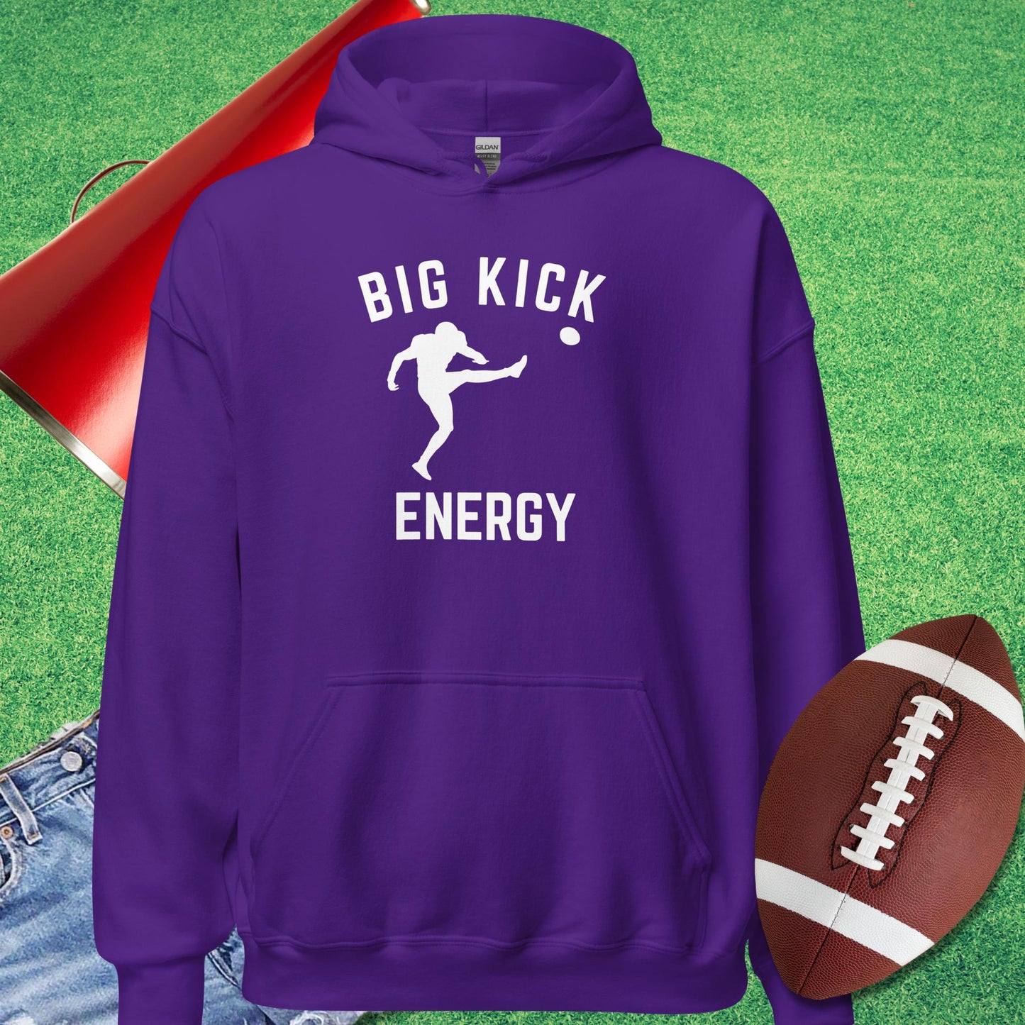Big Kicker Energy Hoodie in Purple - Football Tailgating [product_type} by Sideline Gods
