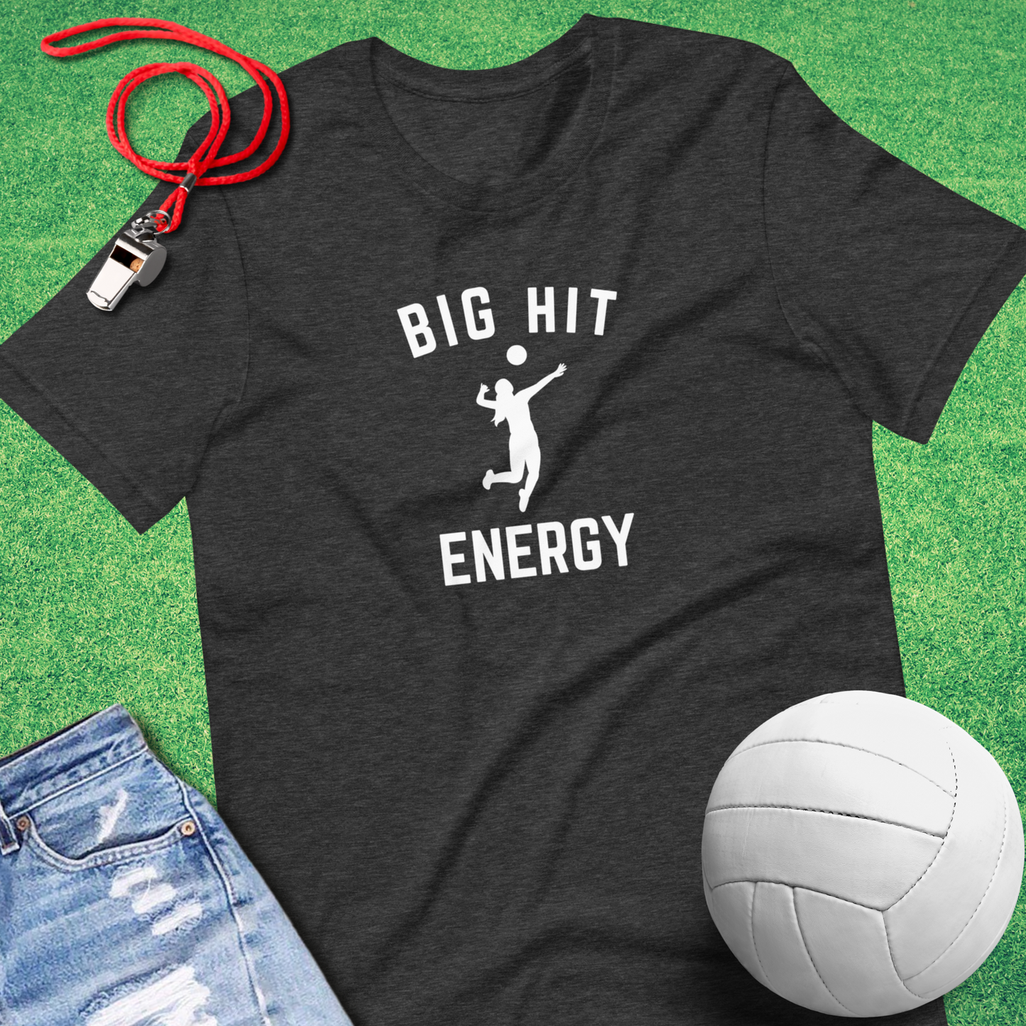 Big Volleyball Hitter Energy T-Shirt in Dark Grey Heather - Best Volleyball T-Shirt | Sideline Gods