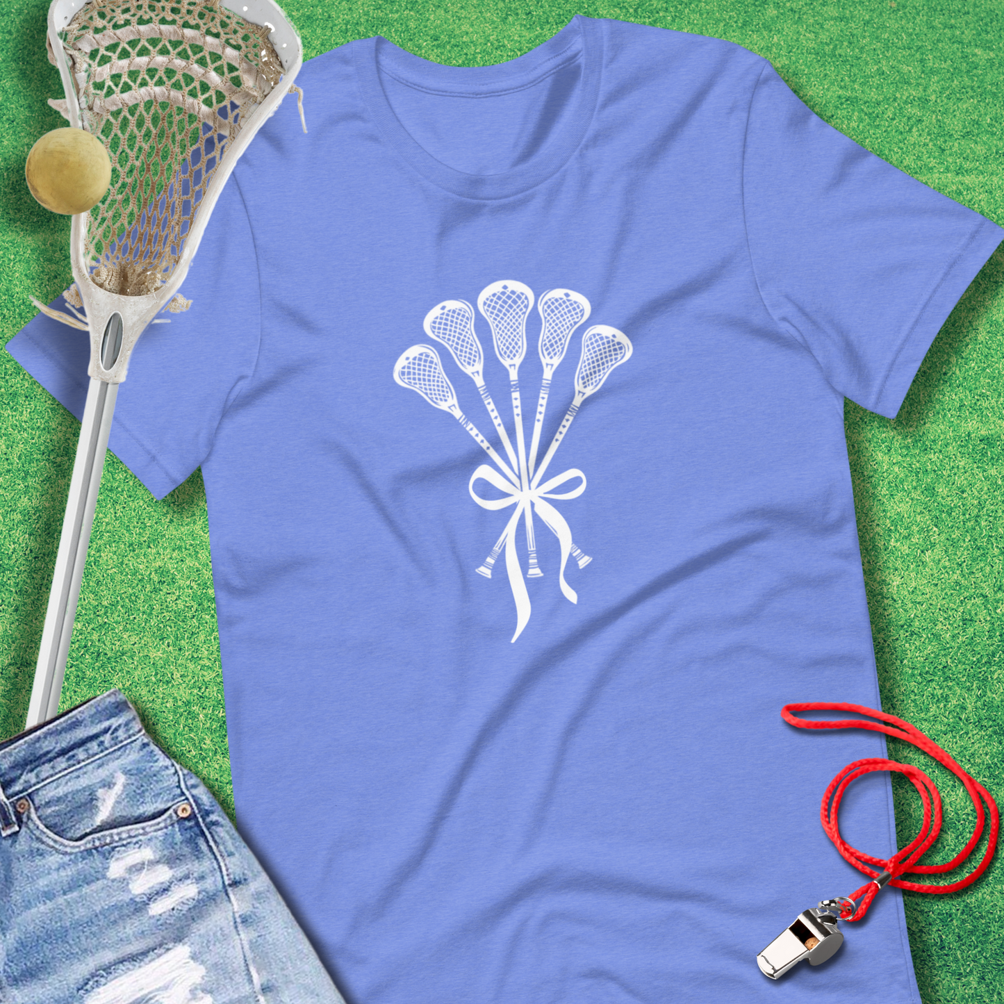 Bouquet of Lax T-Shirt in Heather Columbia Blue - Lax Mom T-Shirt | Sideline Gods