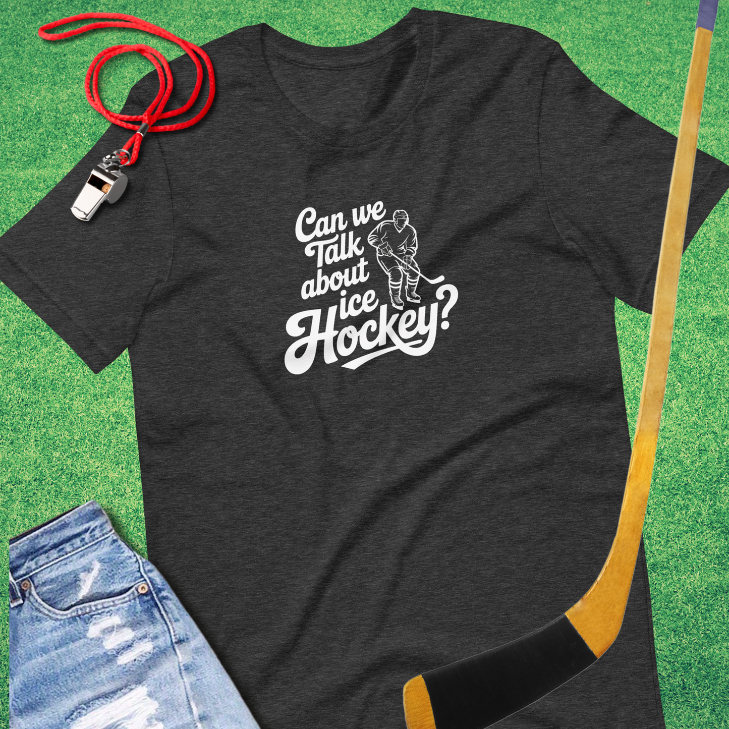 Can We Talk About Ice Hockey T-Shirt in Dark Grey Heather - Humorous Hockey T-Shirt | Sideline Gods