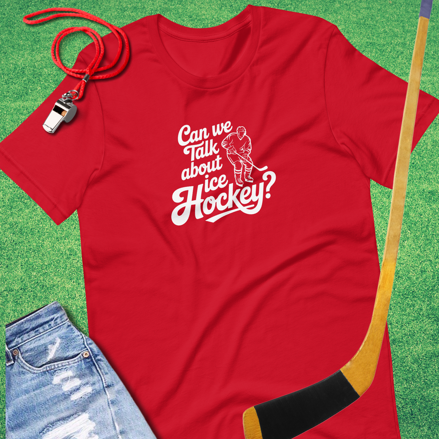 Can We Talk About Ice Hockey T-Shirt in Red - Funny Hockey Gear | Sideline Gods