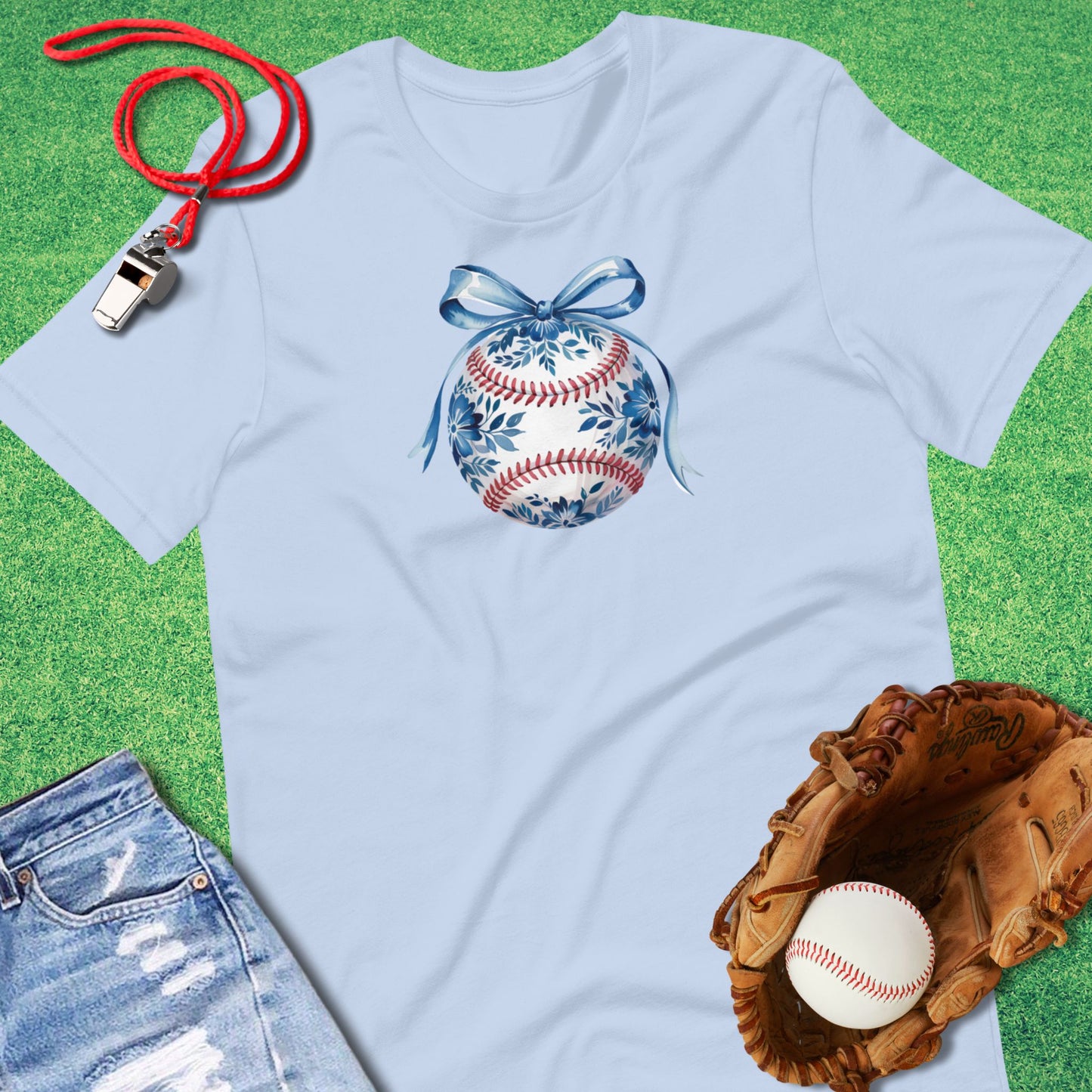 Chinoiserie Baseball T-Shirt in Baby Blue - Unique Baseball Apparel for Players and Fans | Sideline Gods
