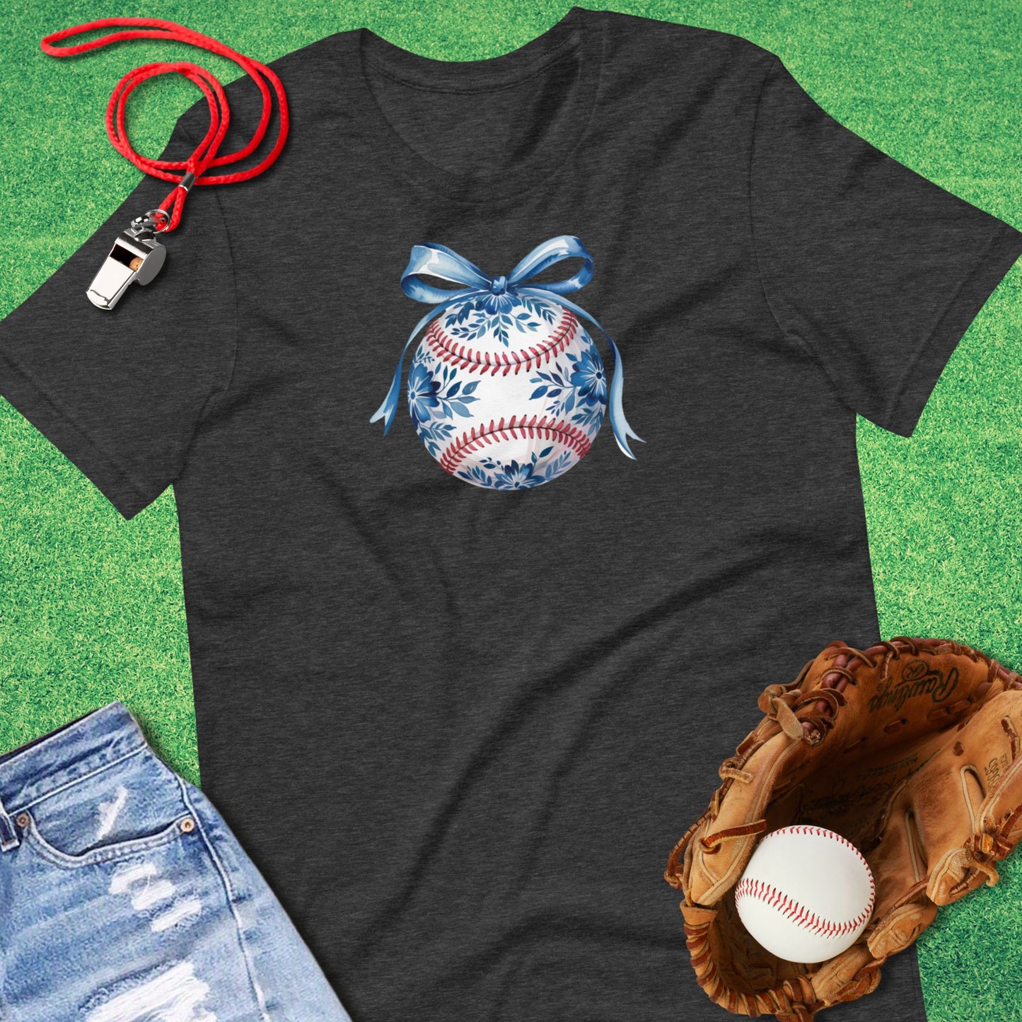 Chinoiserie Baseball T-Shirt in Dark Grey Heather - Unique Ballpark T-Shirt for Players and Fans | Sideline Gods