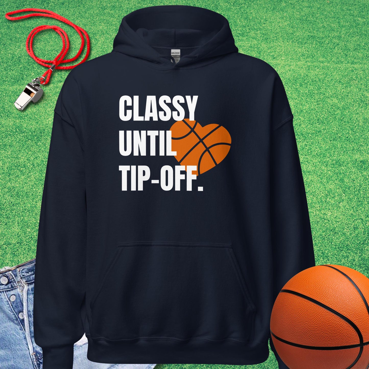 Classy Until Tip-off Hoodie in Navy - Basketball Mom Spirit | Sideline Gods