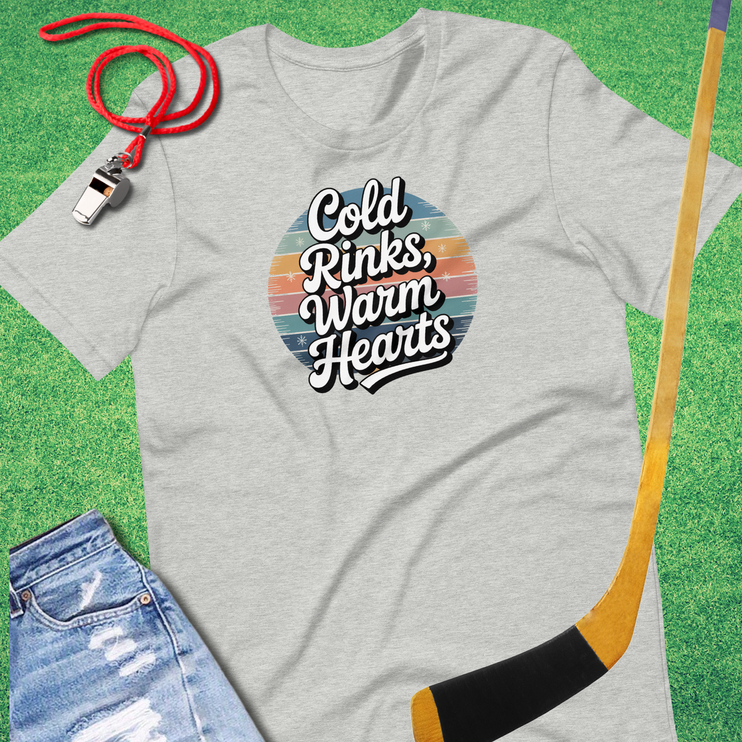 Cold Rinks, Warm Hearts T-Shirt in Athletic Heather - Ice Hockey Mom T-Shirt | Sideline Gods