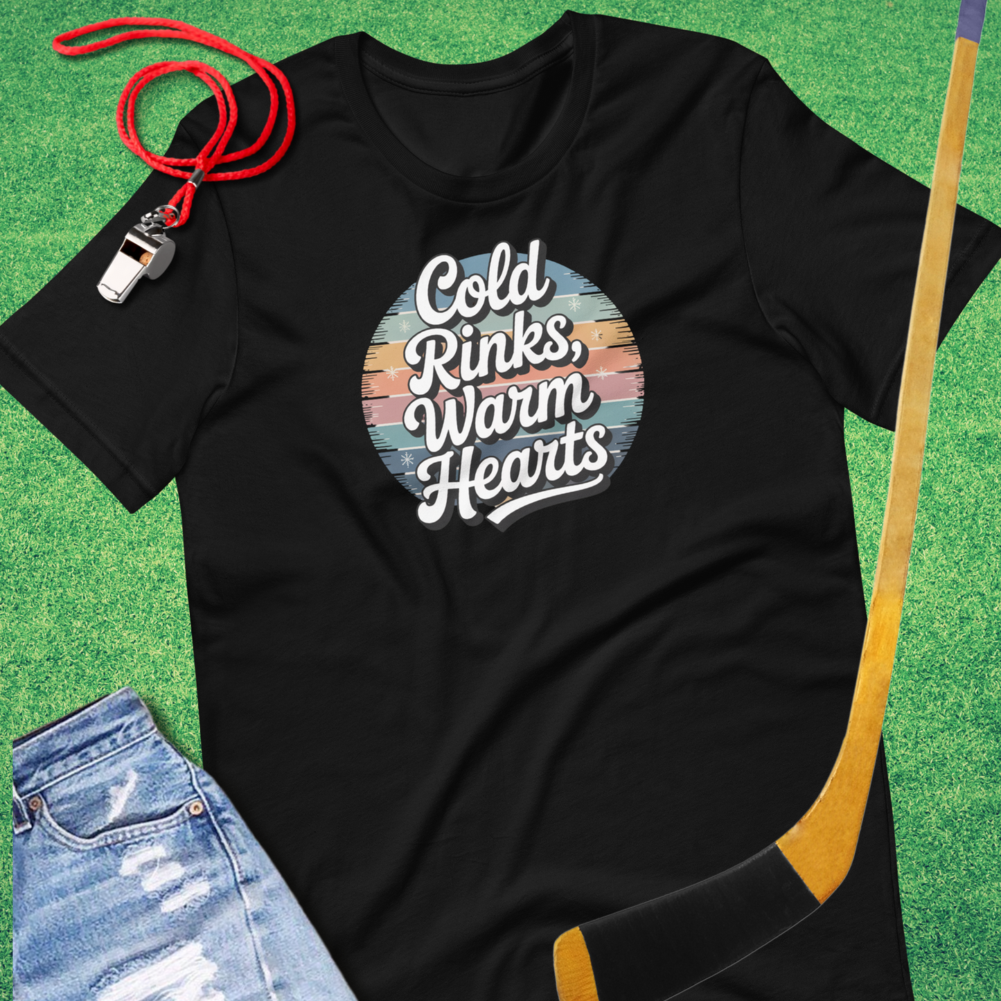 Cold Rinks, Warm Hearts T-Shirt in Black - Ice Hockey Mom Tournament T-Shirt | Sideline Gods