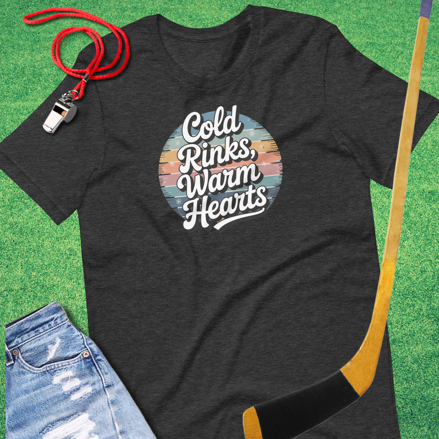 Cold Rinks, Warm Hearts T-Shirt in Dark Grey Heather - Ice Hockey Mom Gift | Sideline Gods