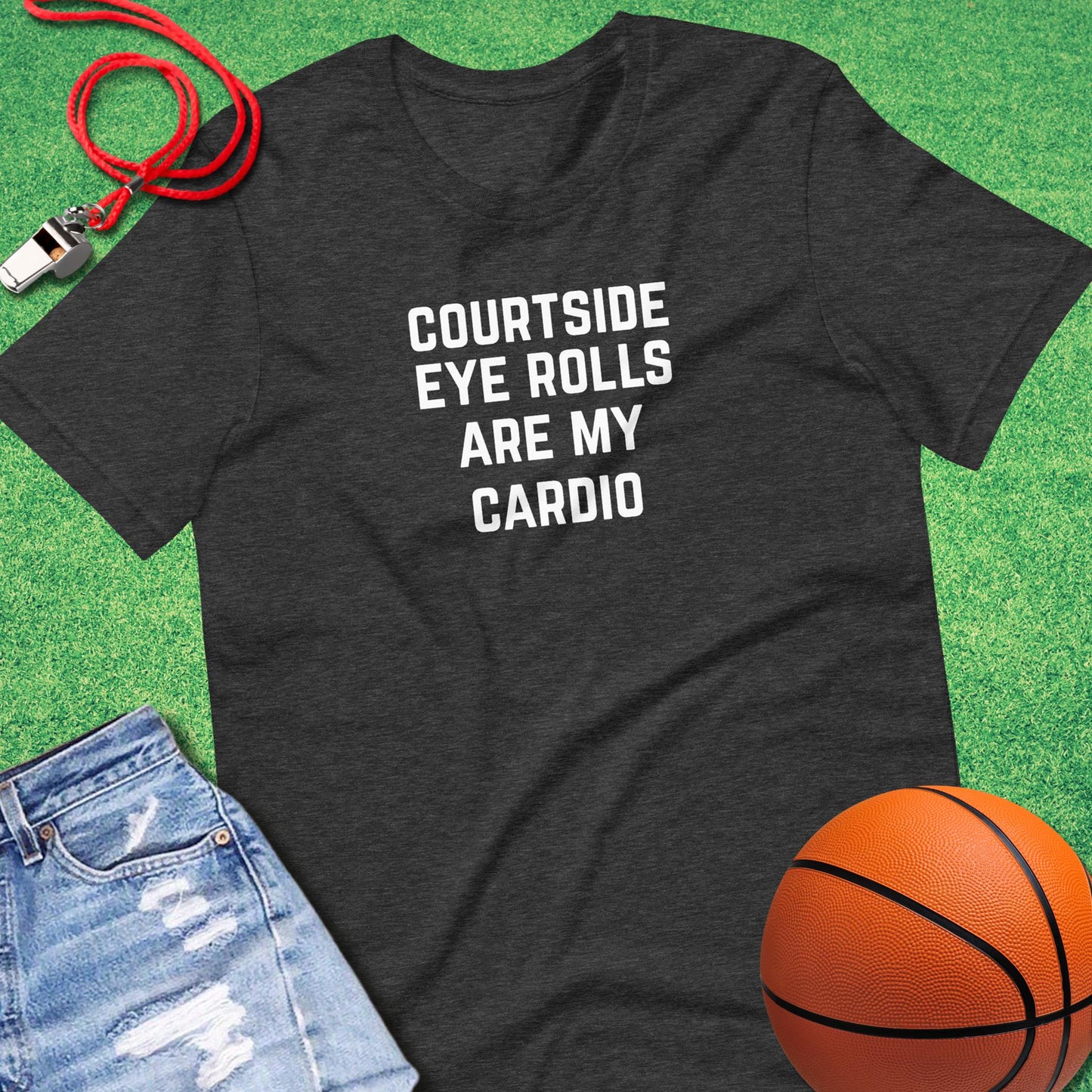 Courtside Eye Roll T-Shirt in Dark Grey Heather - Hoop Mom T-Shirt | Sideline Gods