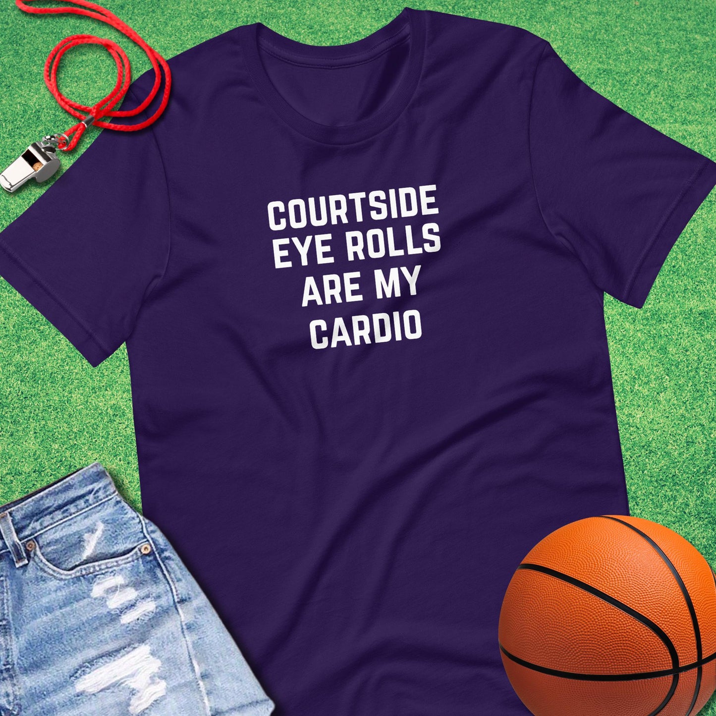 Courtside Eye Roll T-Shirt in Team Purple - Basketball Mom Spirit | Sideline Gods