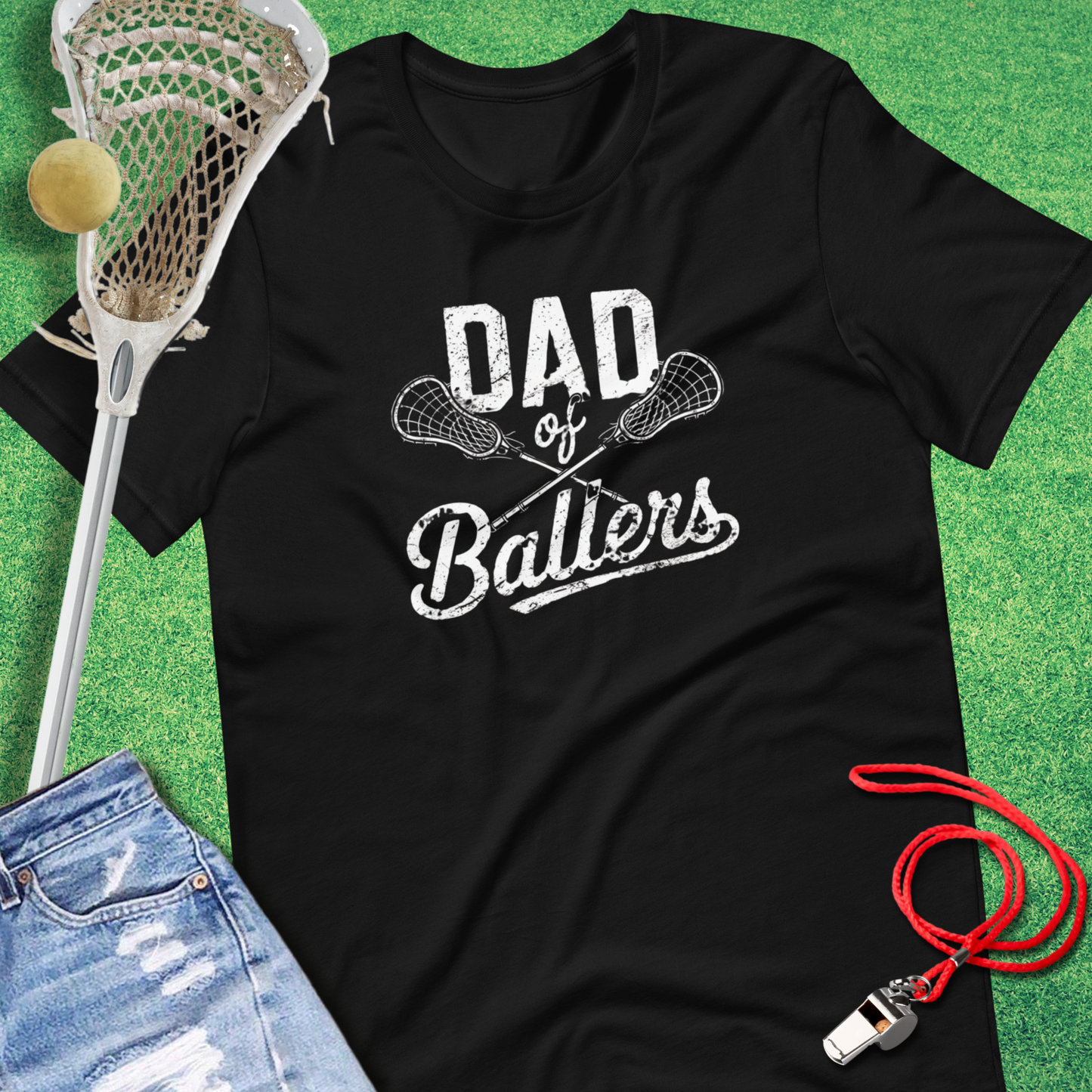 Dad of Lacrosse Ballers T-Shirt in Black - Lacrosse Parent T-Shirt | Sideline Gods
