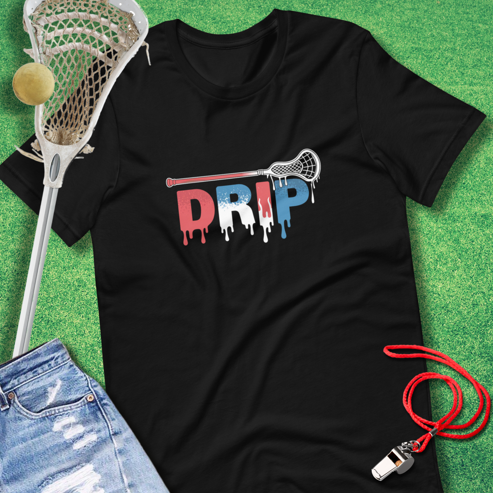 Drip USA T-Shirt in Black - Lacrosse T-Shirt for Players and Fans | Sideline Gods