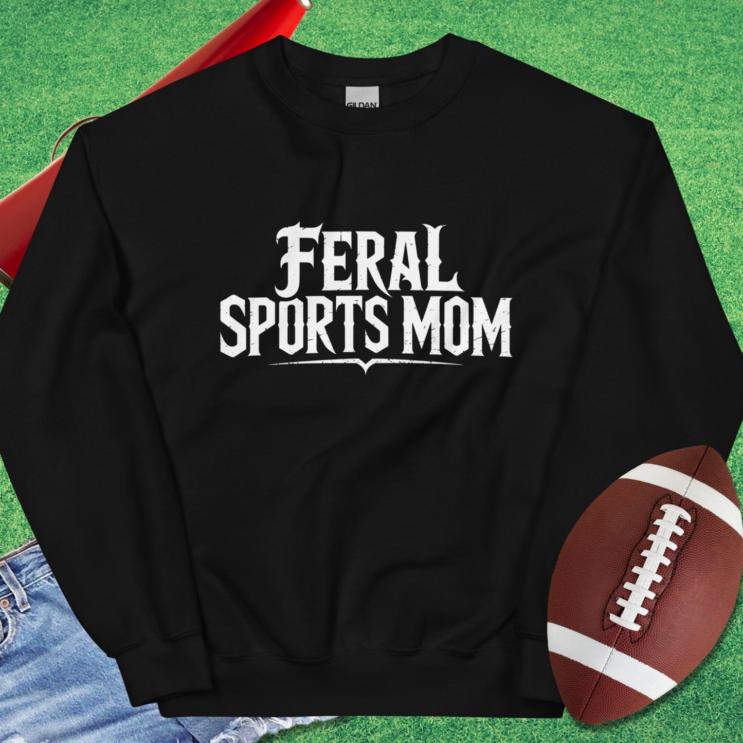 Feral Sports Mom Sweatshirt in Black - Sports Mom Gifts by Sideline Gods