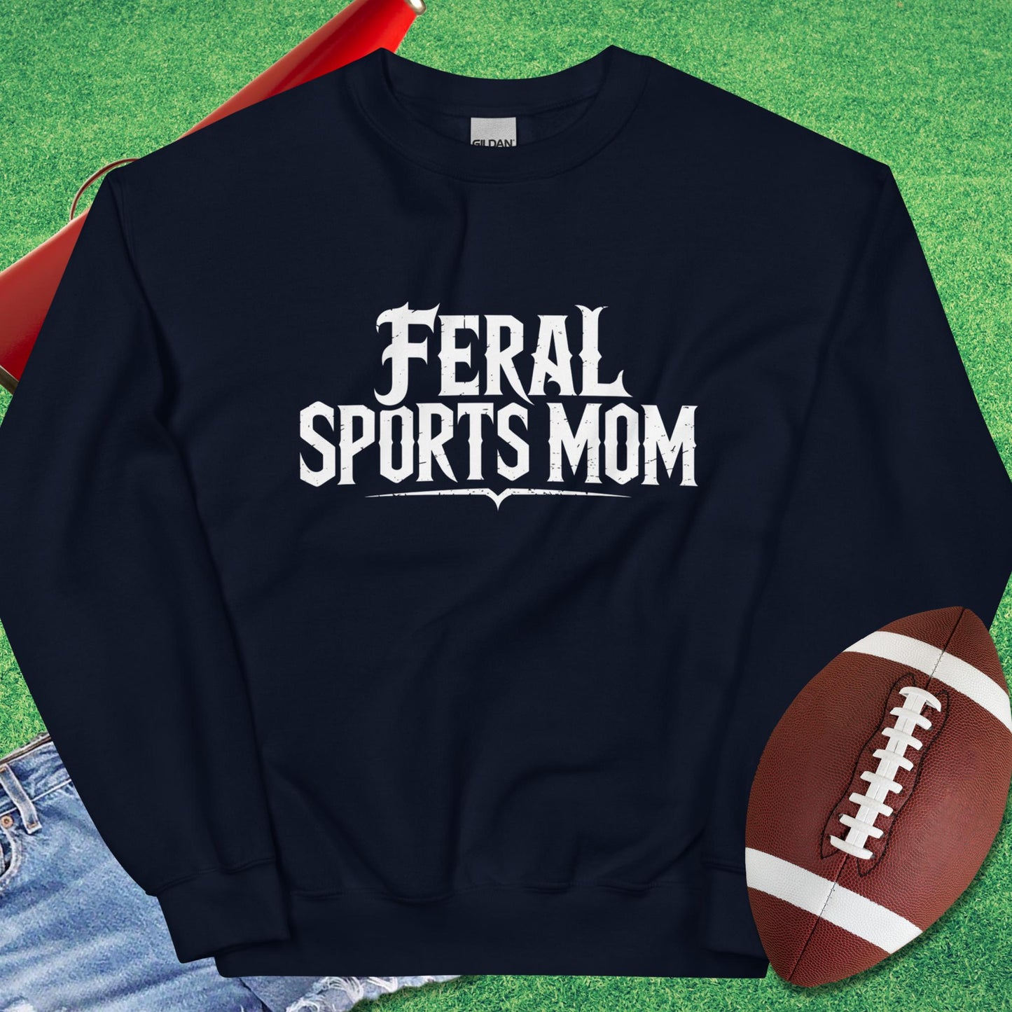 Feral Sports Mom Sweatshirt in Navy - Football Mom Christmas Gifts by Sideline Gods