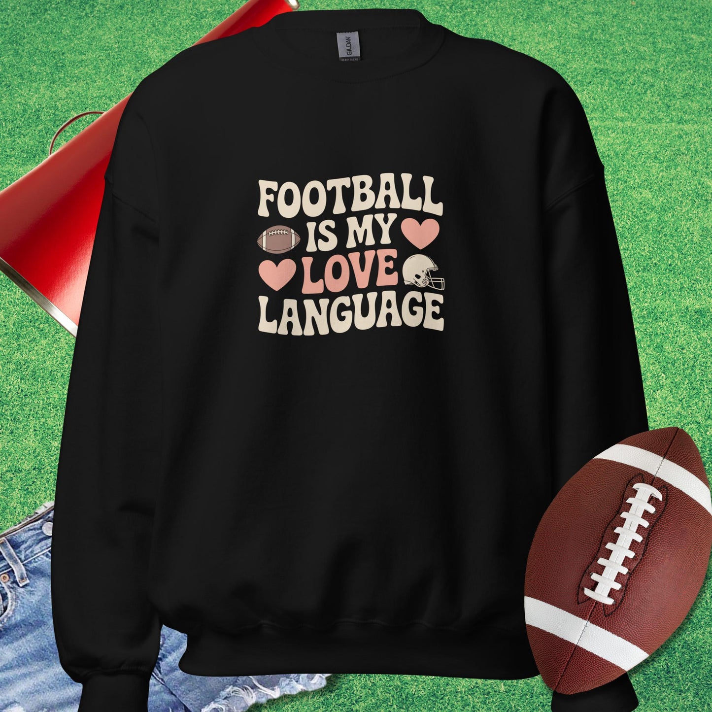 Football Love Language Sweatshirt in Black - Sports Mom Gifts by Sideline Gods
