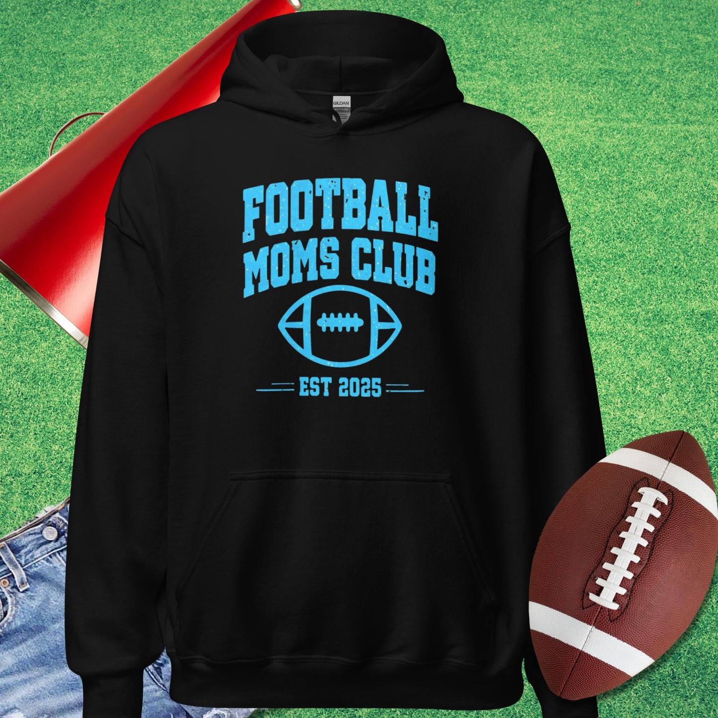 Football Moms Club Hoodie in Black - Football Mom Christmas Gifts by Sideline Gods