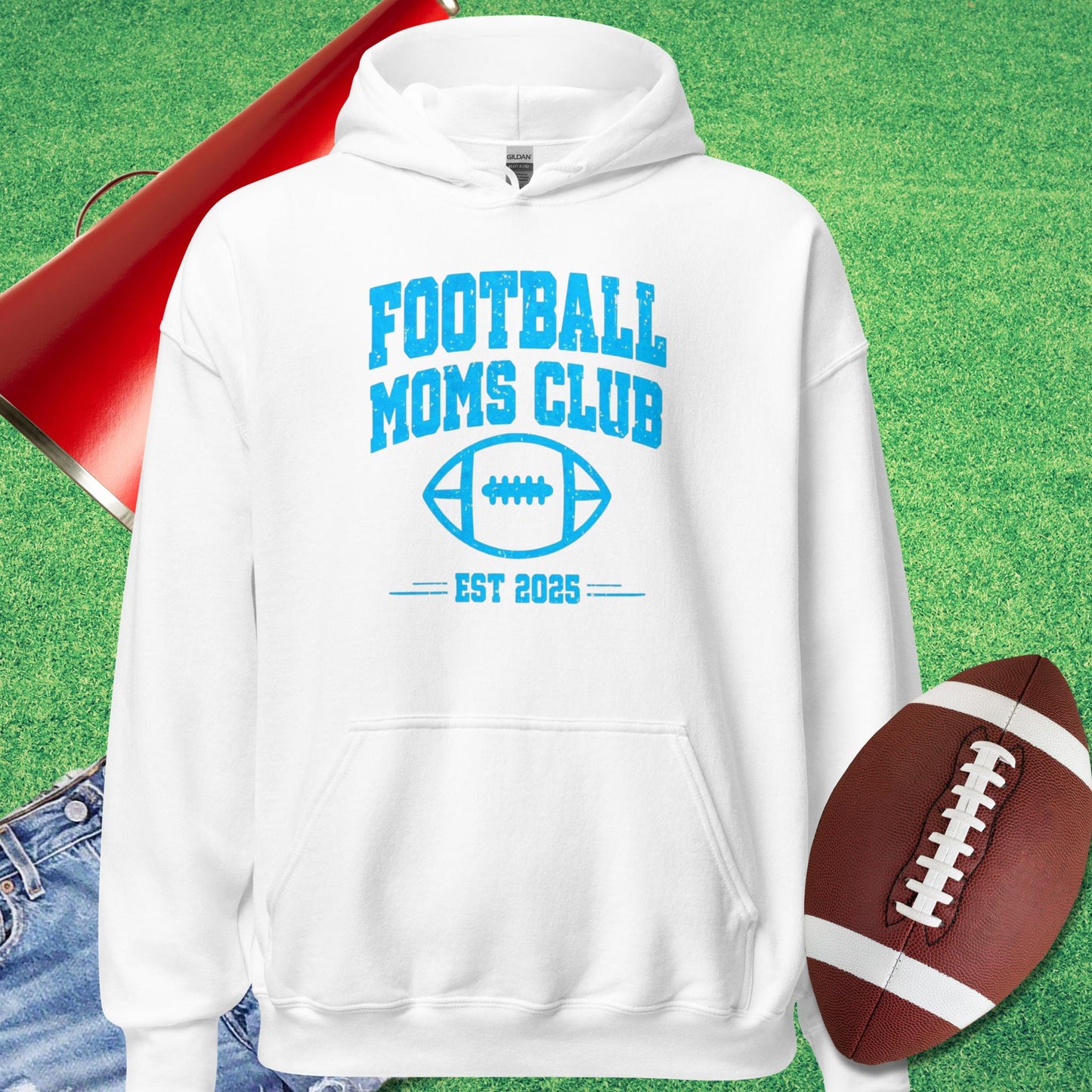 Football Moms Club Hoodie in White - Sports Mom Gifts by Sideline Gods