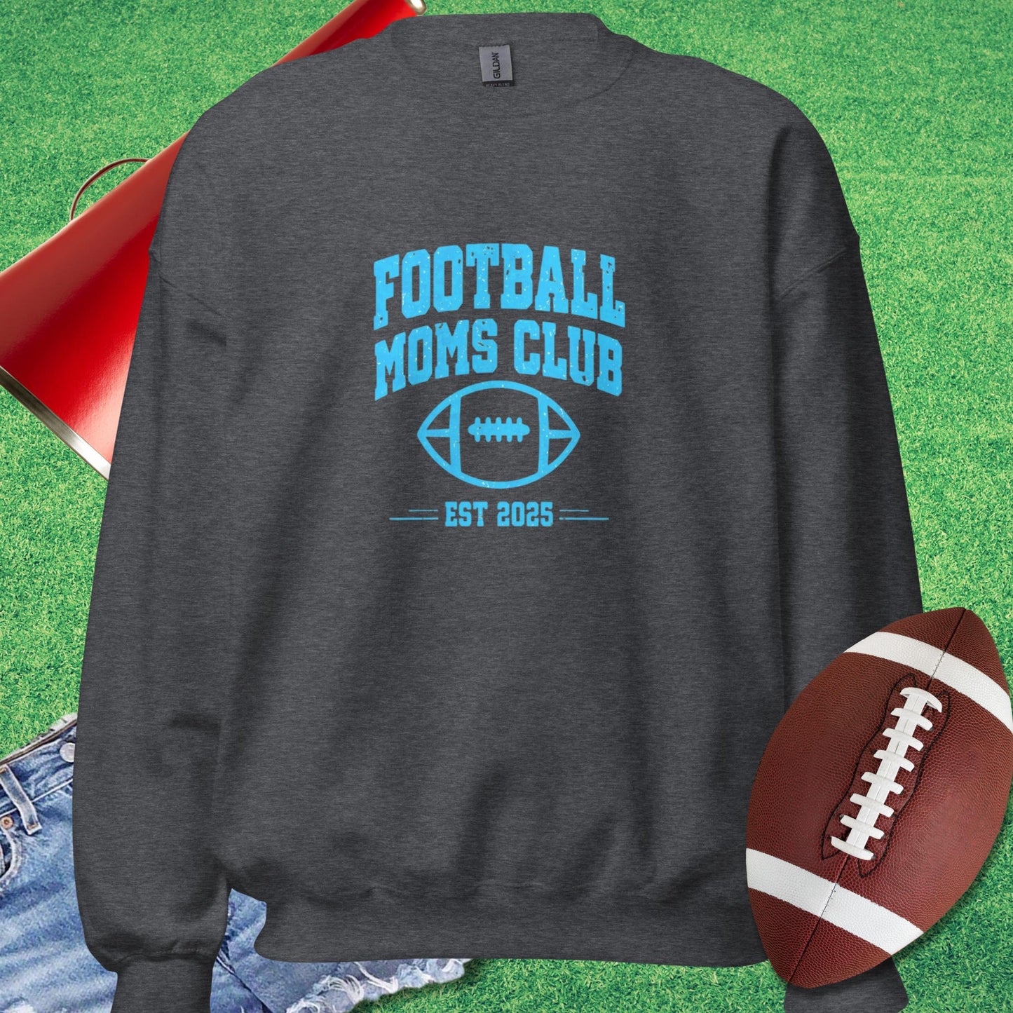 Football Moms Club Sweatshirt in Dark Heather - Football Mom Gift by Sideline Gods