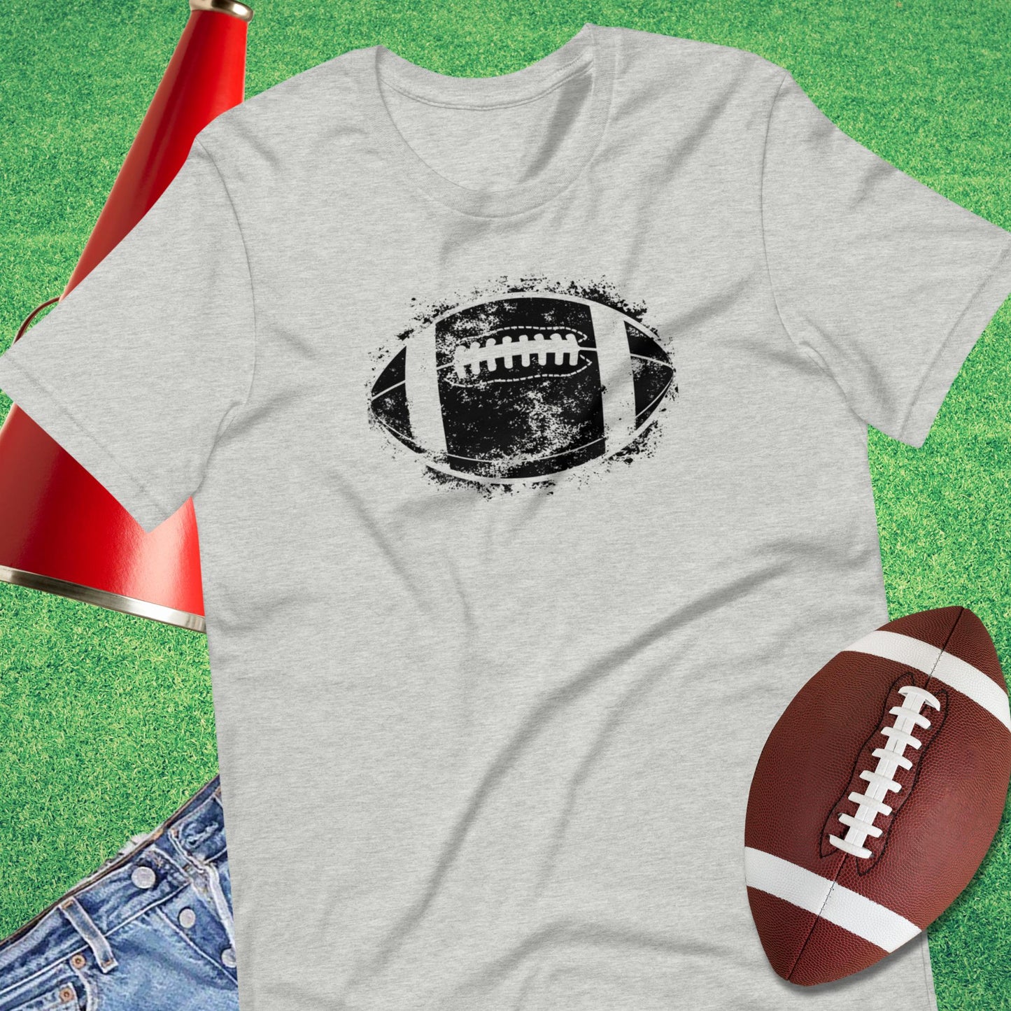 Football Stamp T-Shirt in Athletic Heather - football game shirt by Sideline Gods
