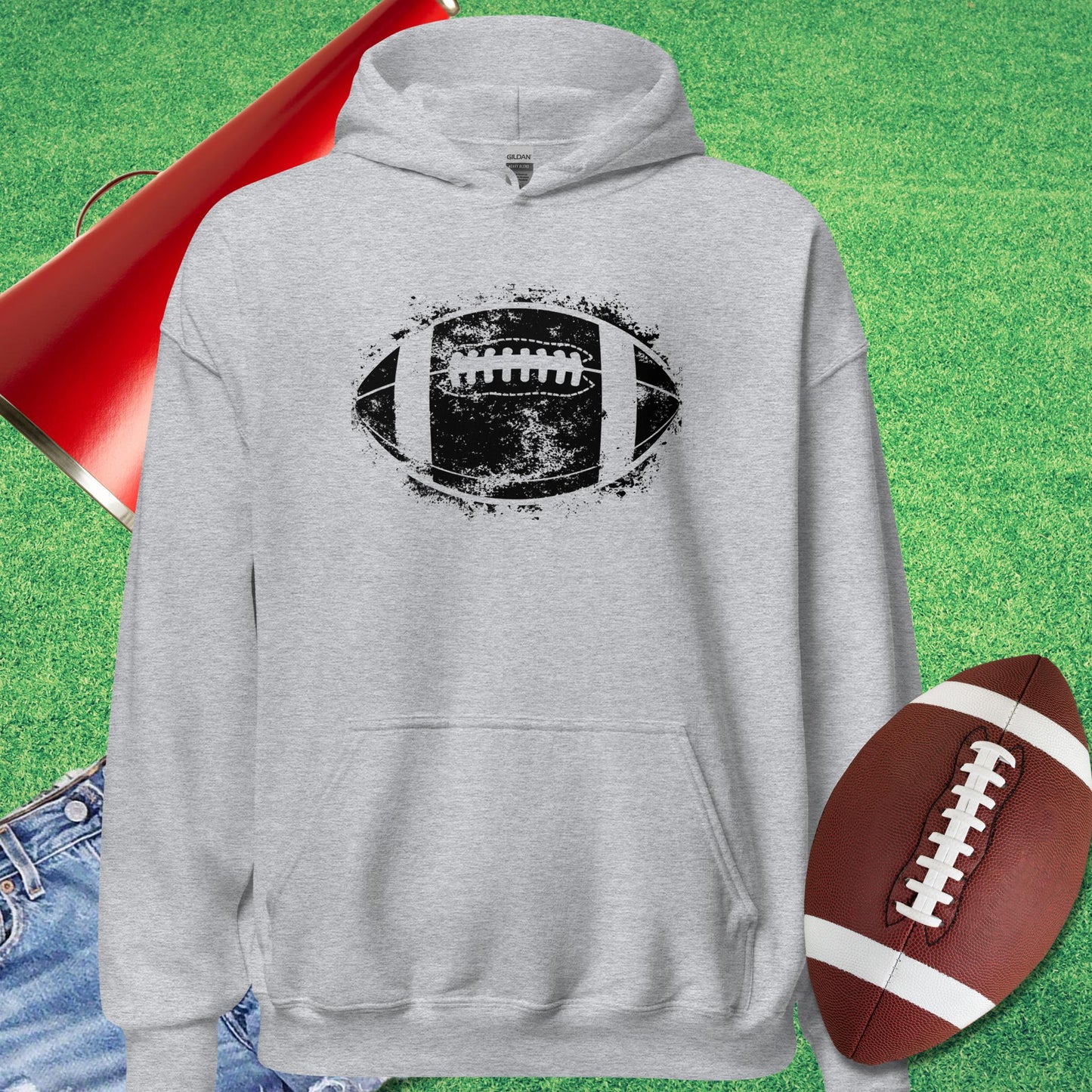 Football Stamped Hoodie in Sport Grey - Football Sideline Hoodie by Sideline Gods
