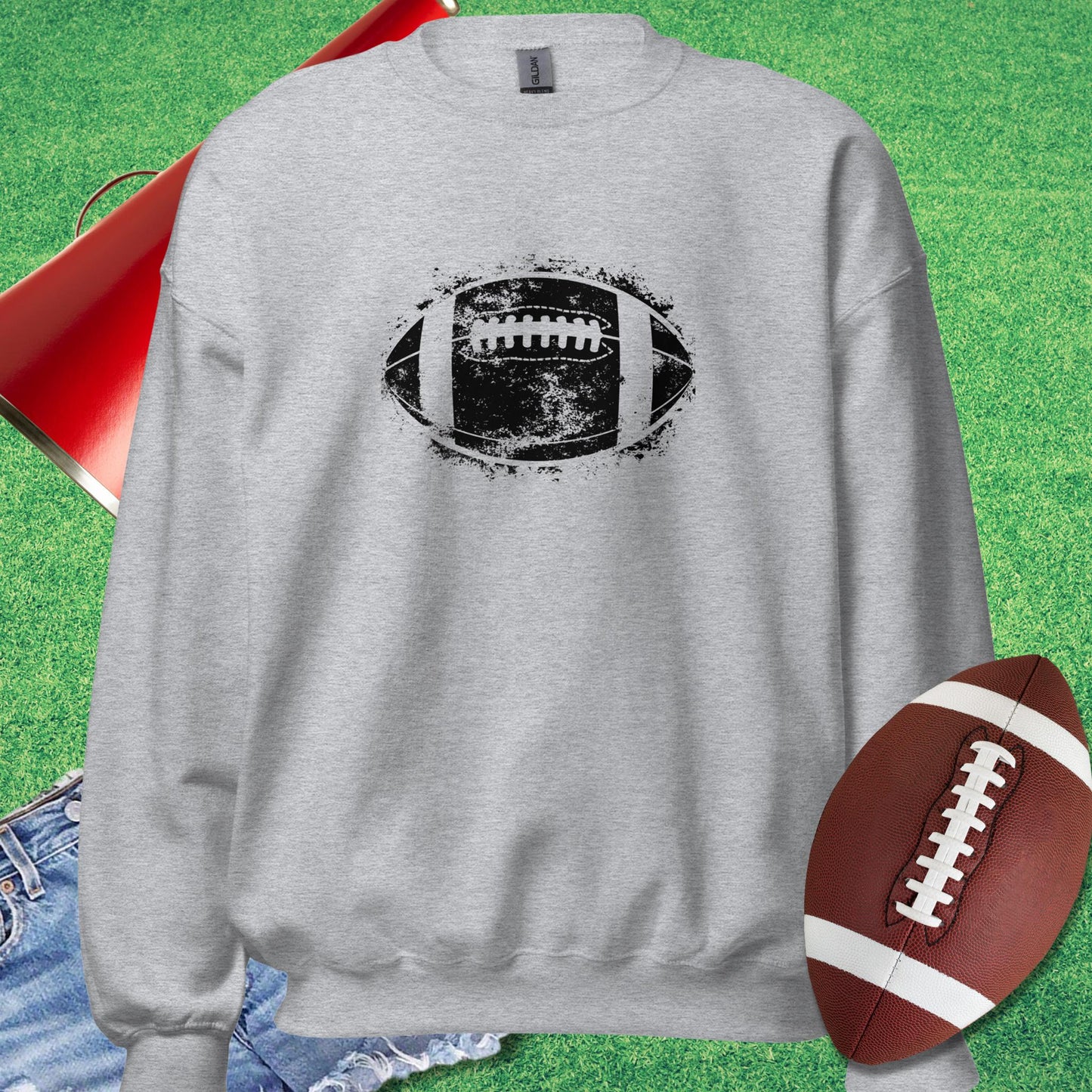 Football Stamped Sweatshirt in Sport Grey - Football Sideline Sweatshirt by Sideline Gods