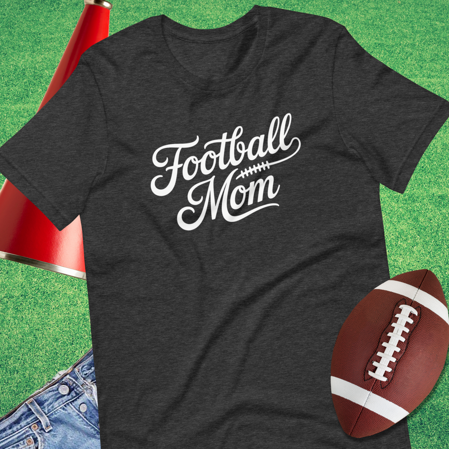 gray game day t-shirt for mom gift football elegant font proud
