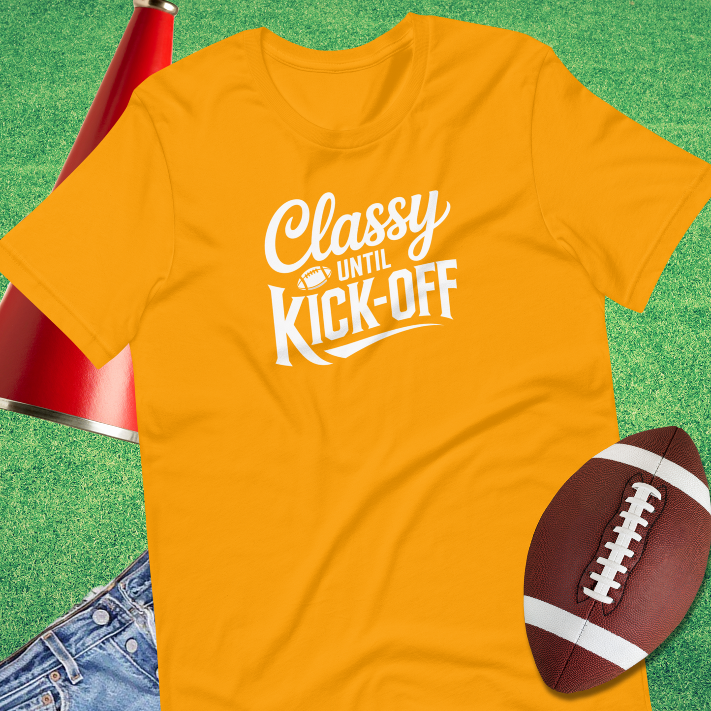 Graphic football shirt celebrating style and humor for fans and players