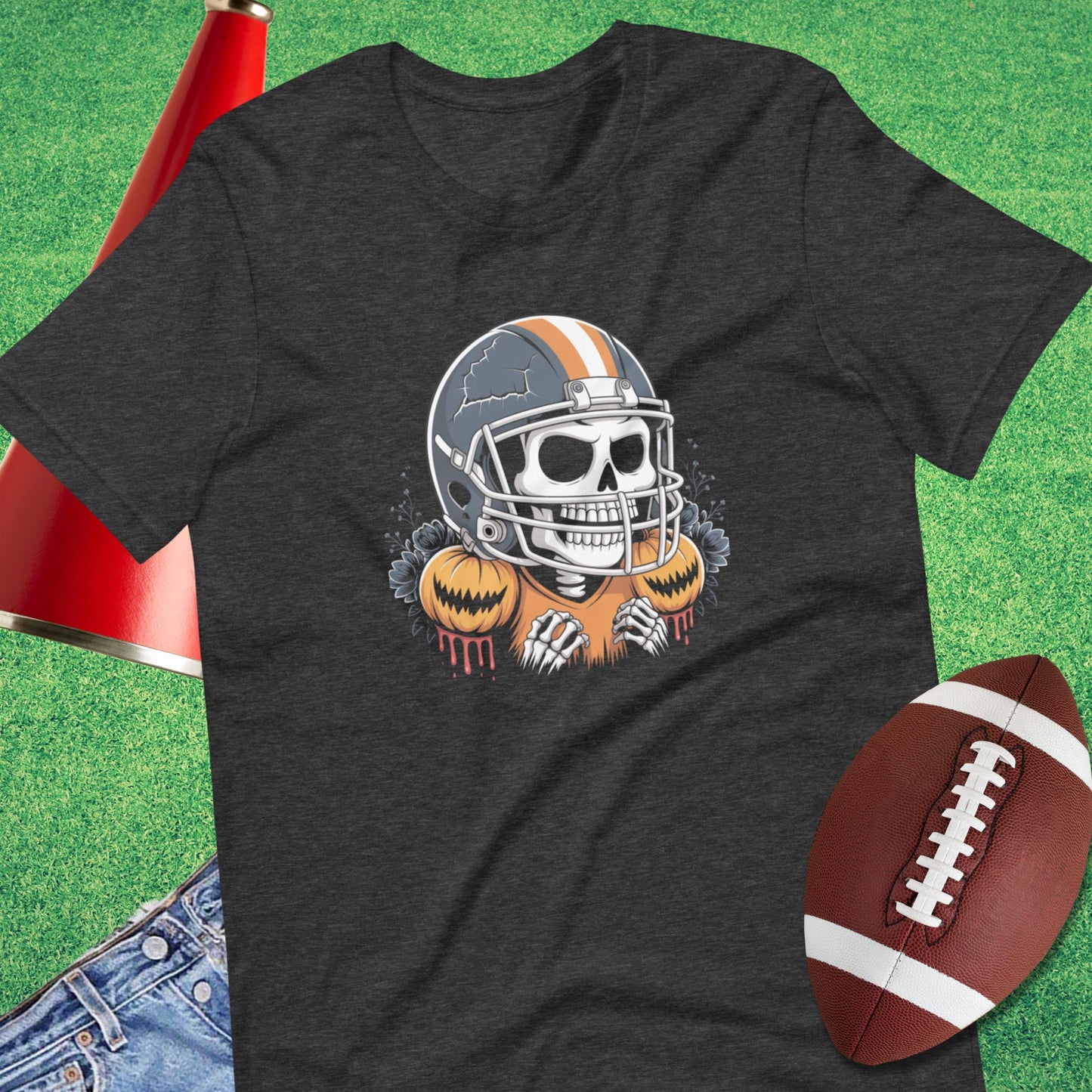 Friday Night Bones T-Shirt in grey– Halloween football tee