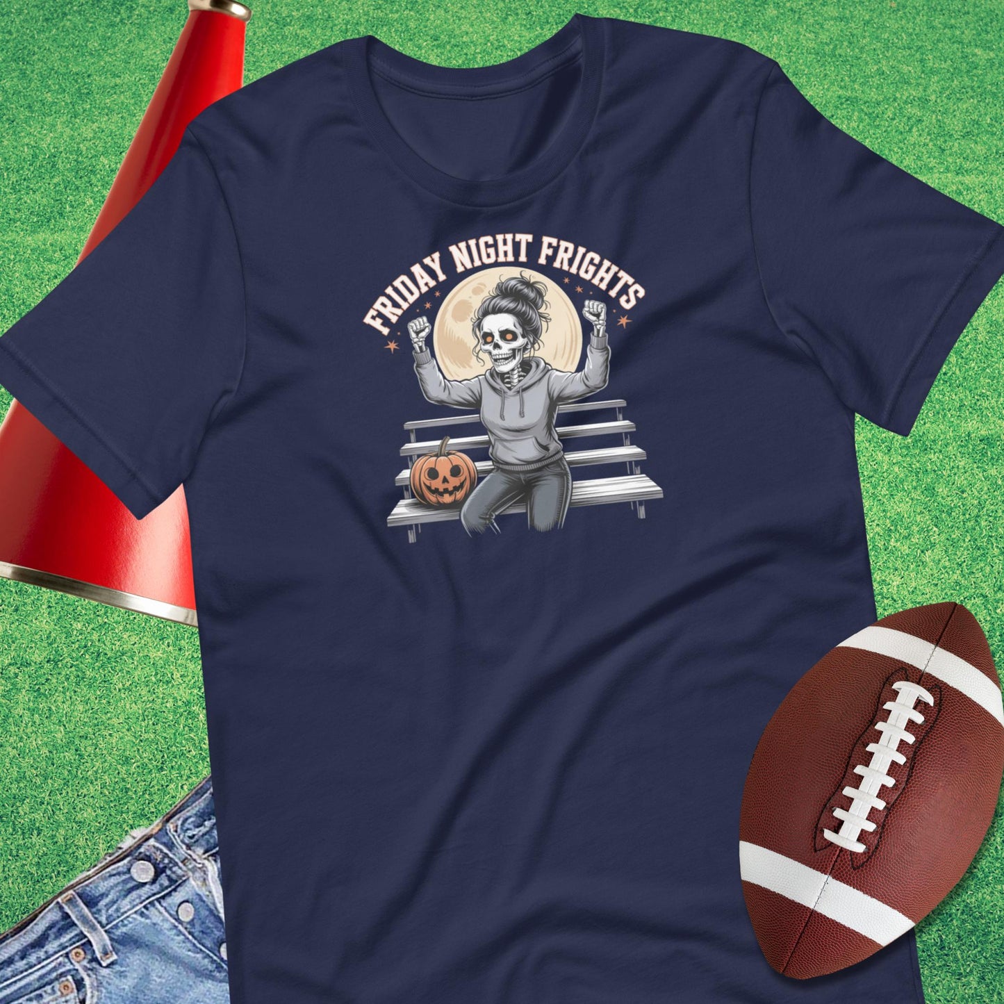 Friday Night Frights T-Shirt in navy– fall football tee