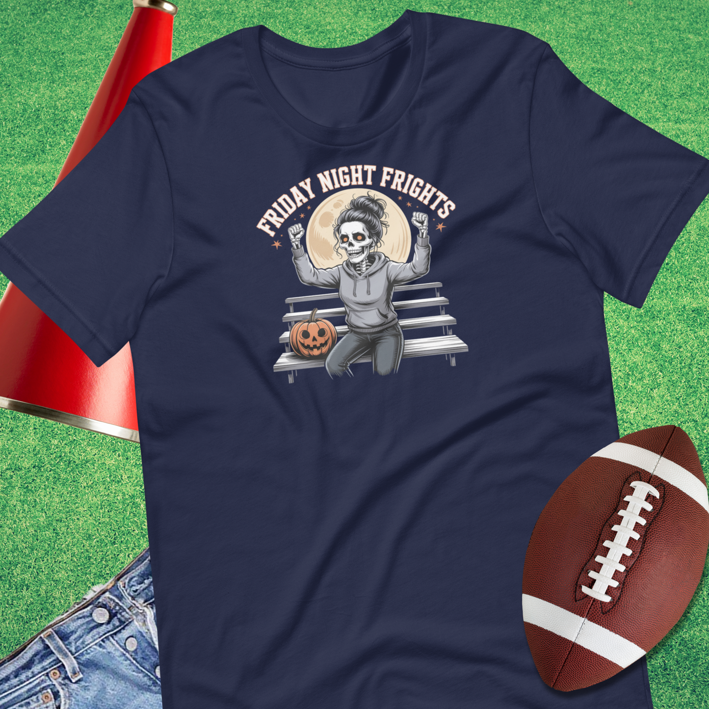 Friday Night Frights T-Shirt in navy– fall football tee