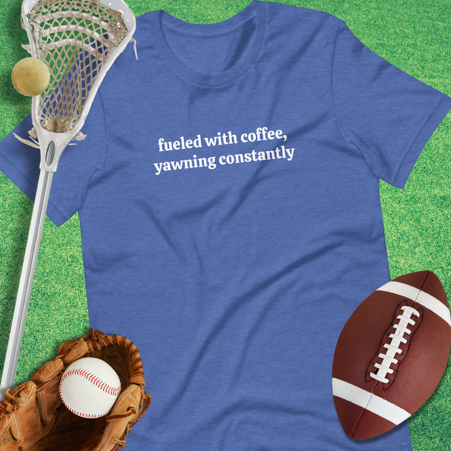Fueled By Coffee T-Shirt in Heather True Royal - Carpool Mom T-Shirt | Sideline Gods