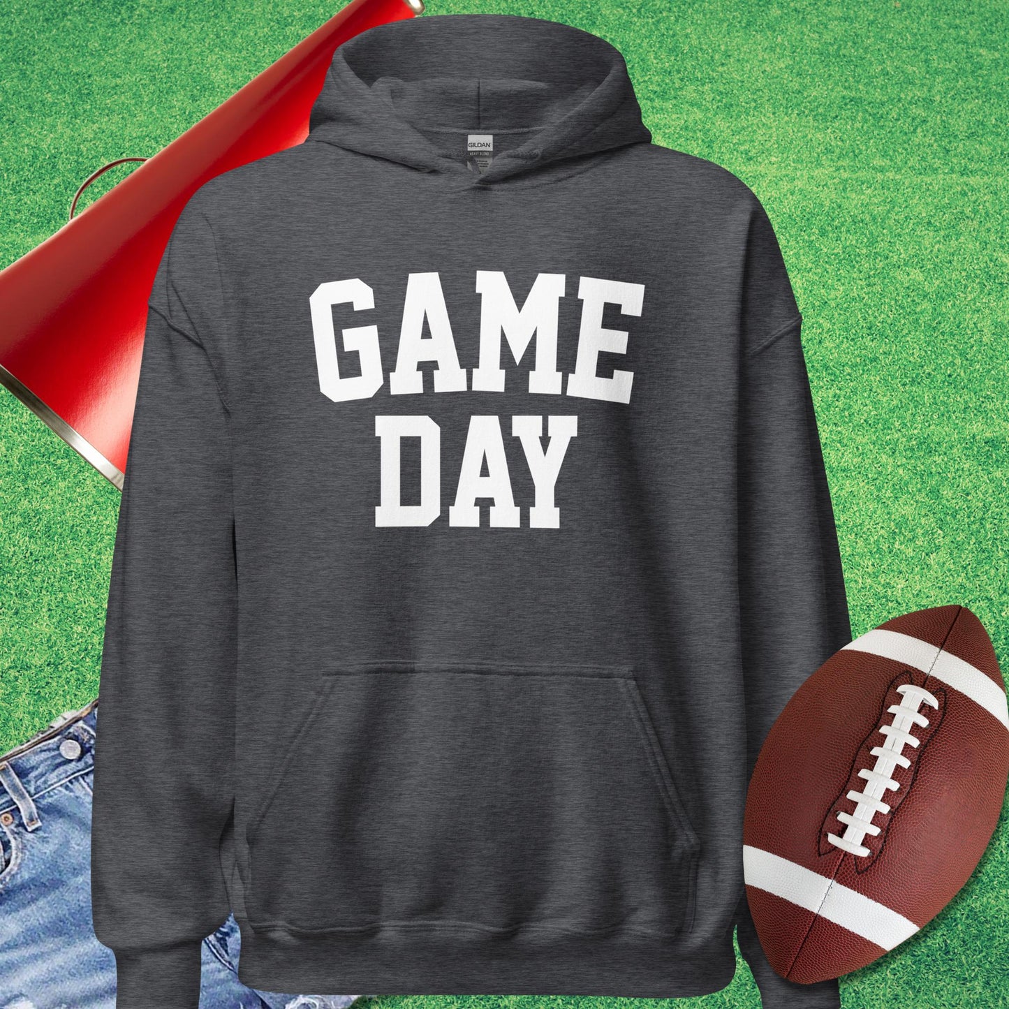 Game Day Hoodie in Dark Heather - football game Hoodie by Sideline Gods