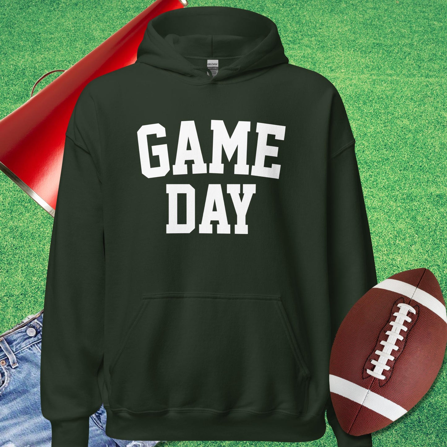 Game Day Hoodie in Forest Green - Football Gameday Apparel by Sideline Gods