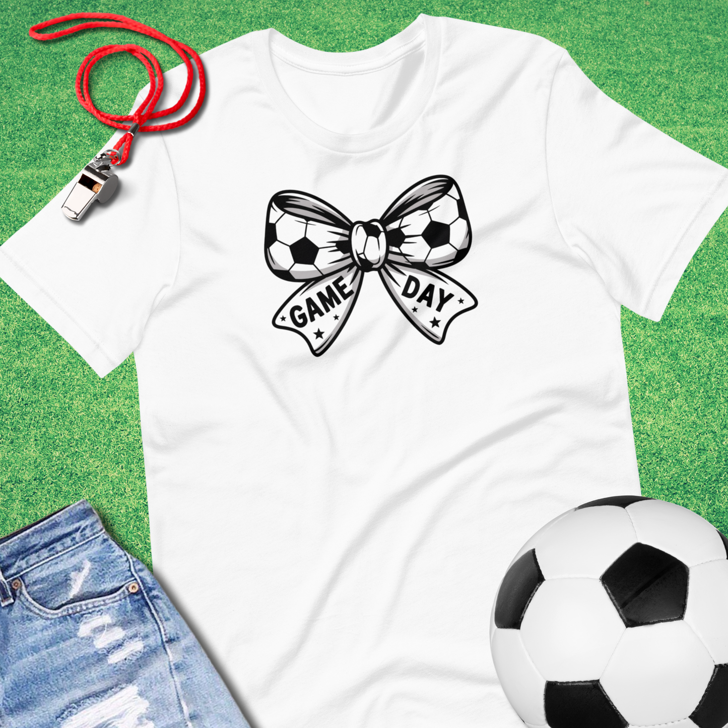white soccer game day t-shirt for girls moms aunts fans