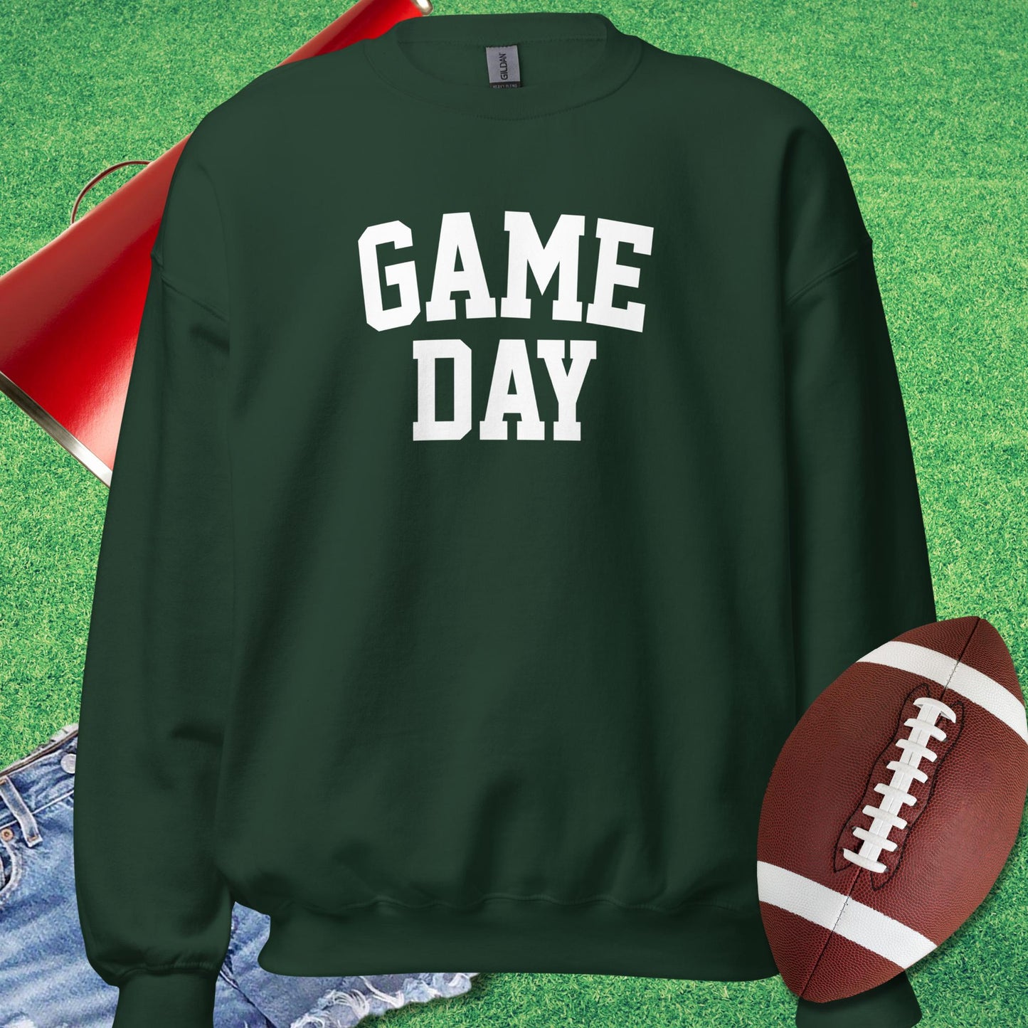 Game Day Sweatshirt in Forest Green - Football Tailgating [product_type} by Sideline Gods