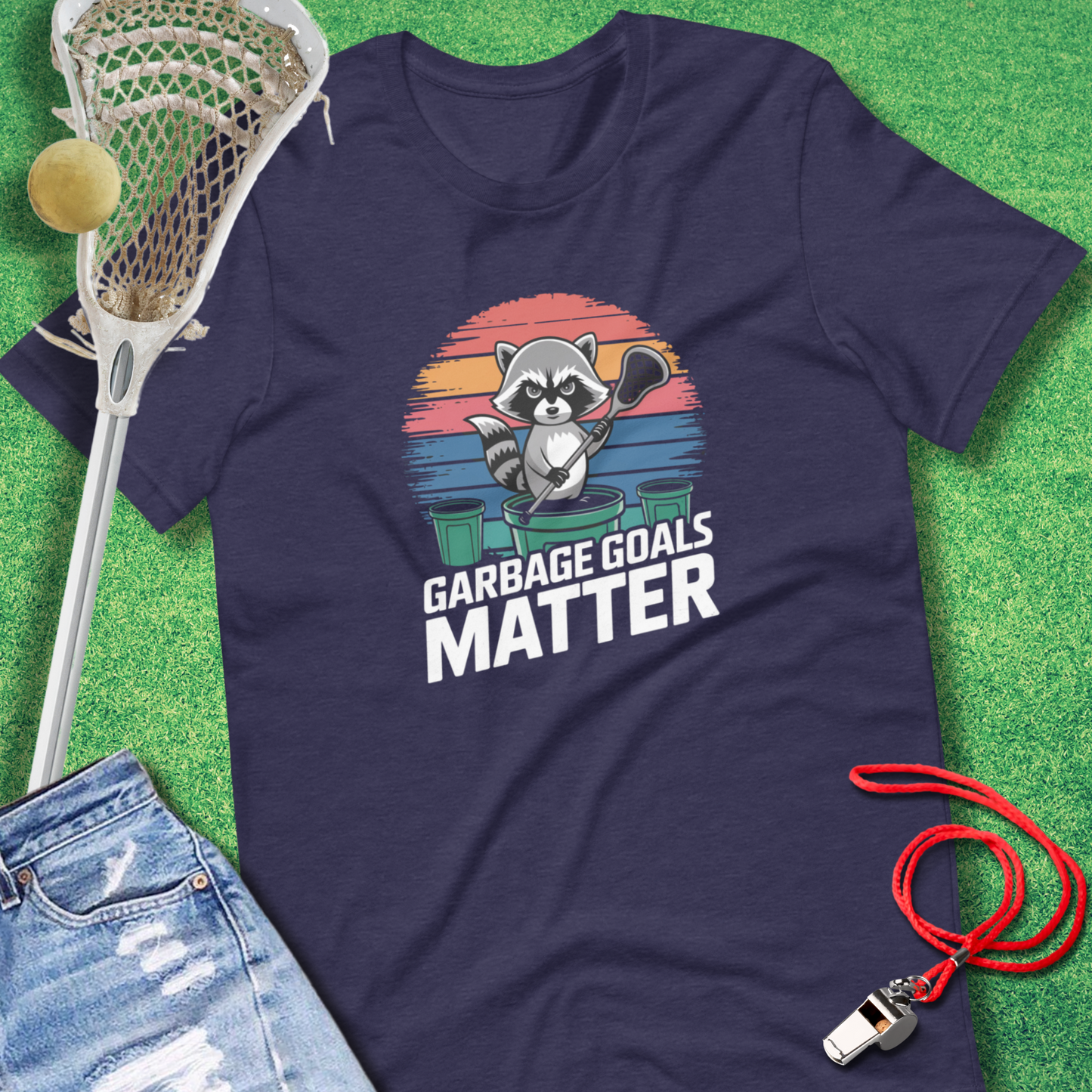 Garbage Goals Matter T-Shirt in Heather Midnight Navy - Lax Apparel for Players and Fans | Sideline Gods