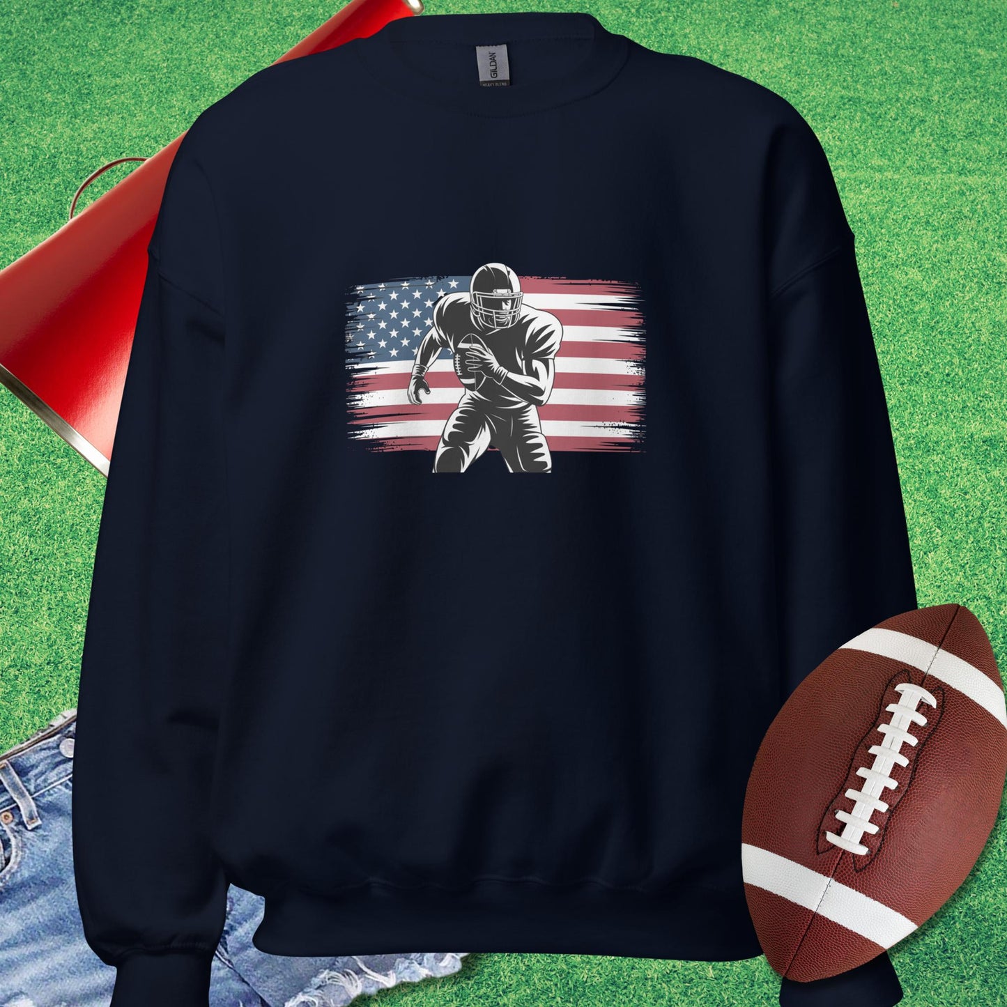 Gridiron Glory Sweatshirt in Navy - American Flag Sweatshirt by Sideline Gods