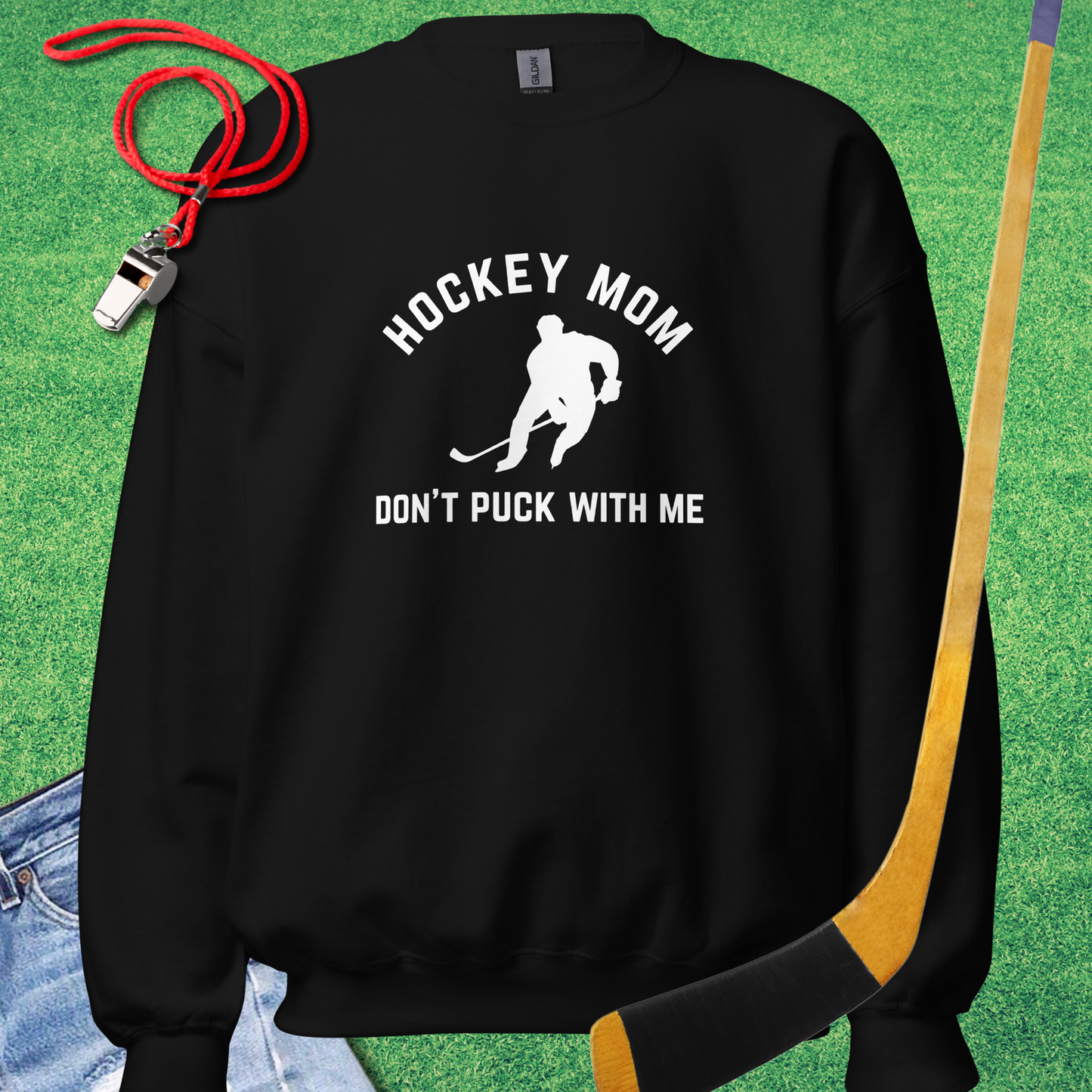Hockey Mom Don't Puck with Me Sweatshirt in Black - Ice Hockey Mom Spirit | Sideline Gods