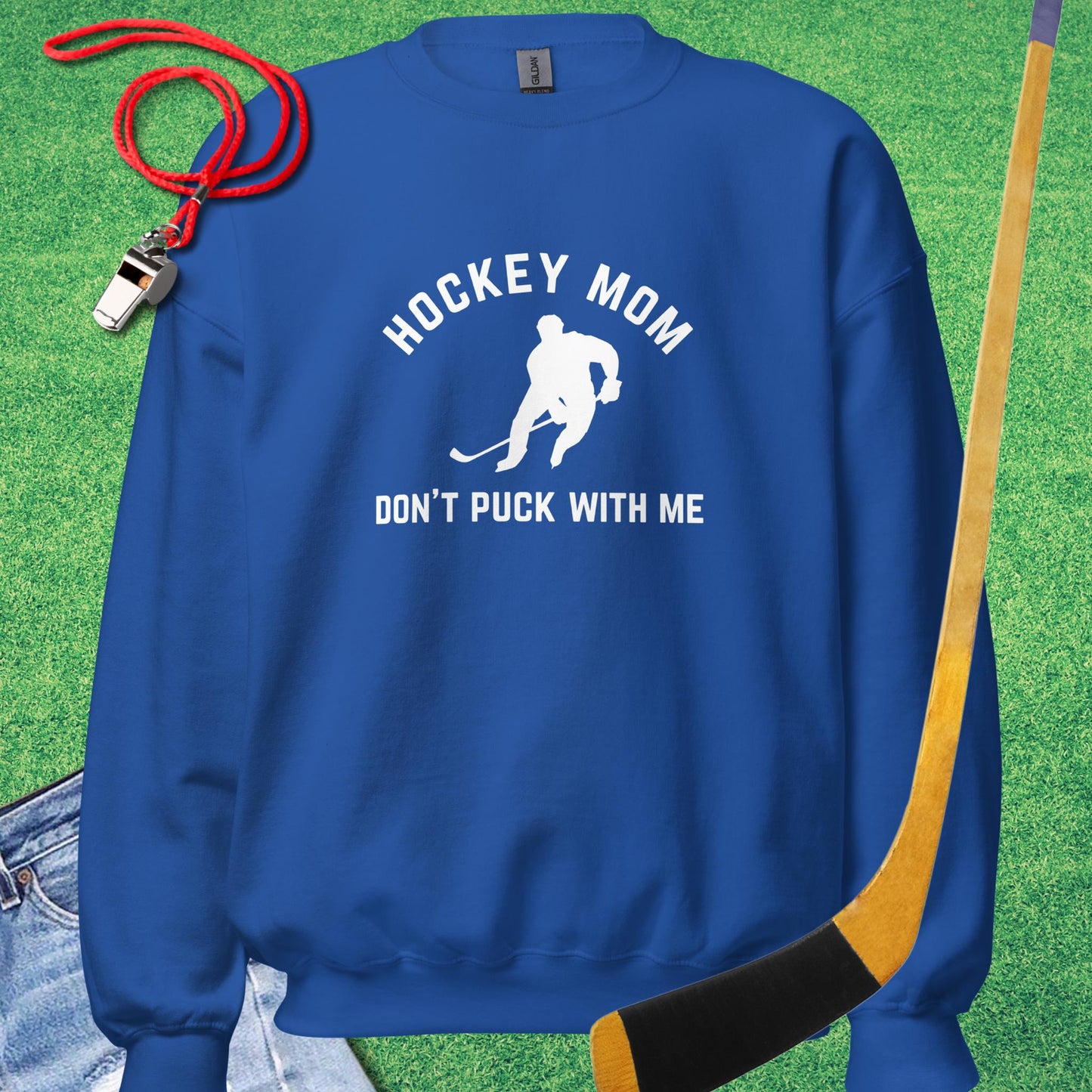 Hockey Mom Don't Puck with Me Sweatshirt in Royal - Rink Mom Sweatshirt | Sideline Gods