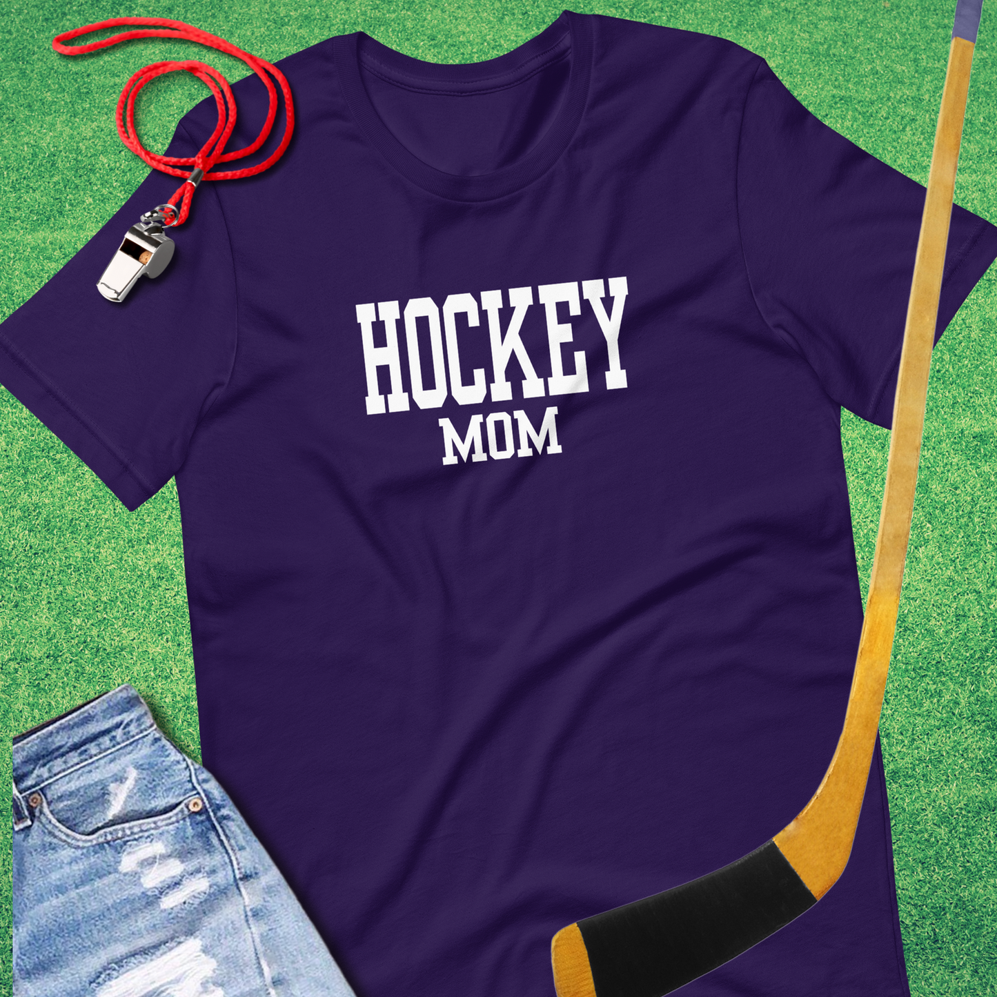 Hockey Mom Varsity T-Shirt in Team Purple - Funny Hockey T-Shirt | Sideline Gods