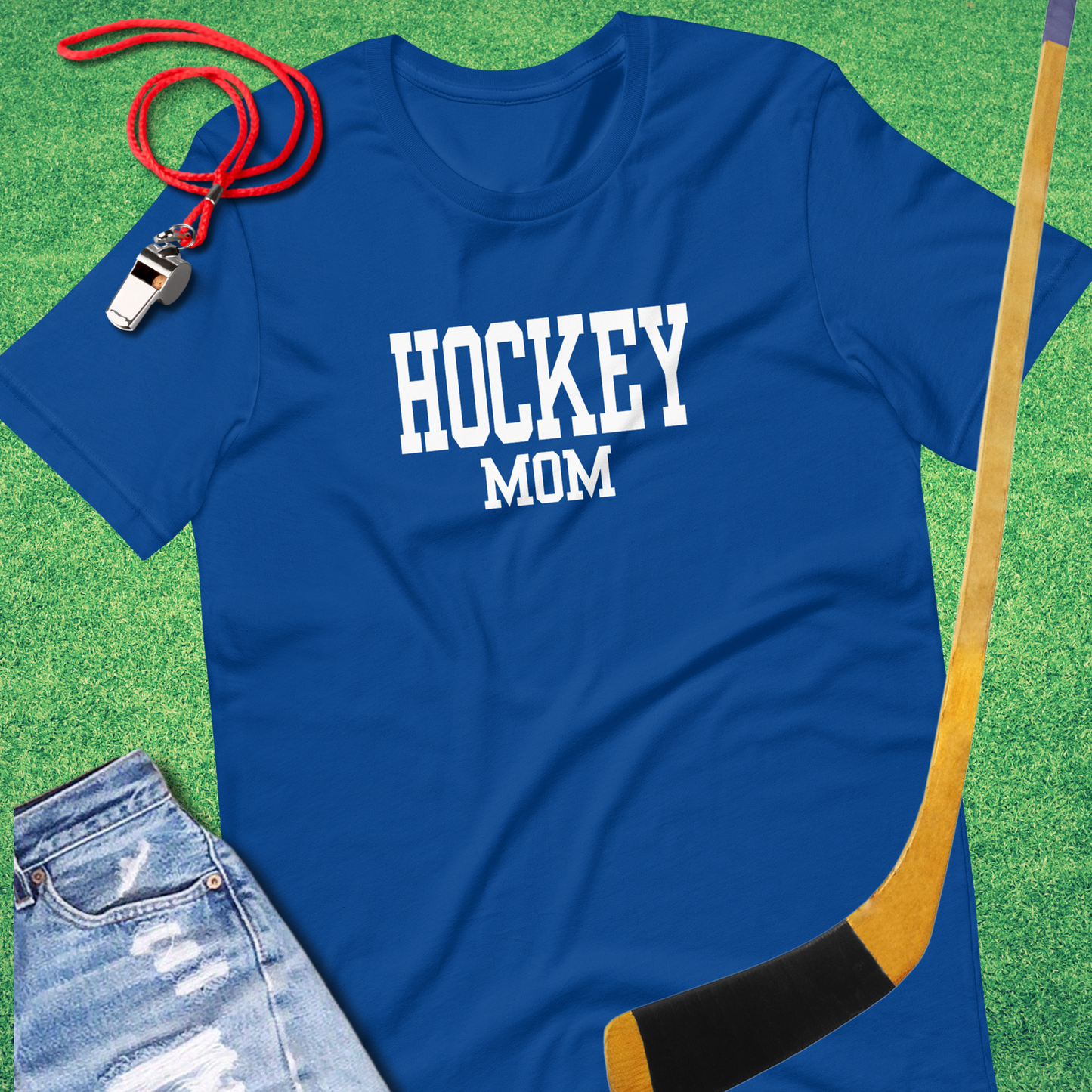 Hockey Mom Varsity T-Shirt in True Royal - Sarcastic Ice Hockey T-Shirt | Sideline Gods