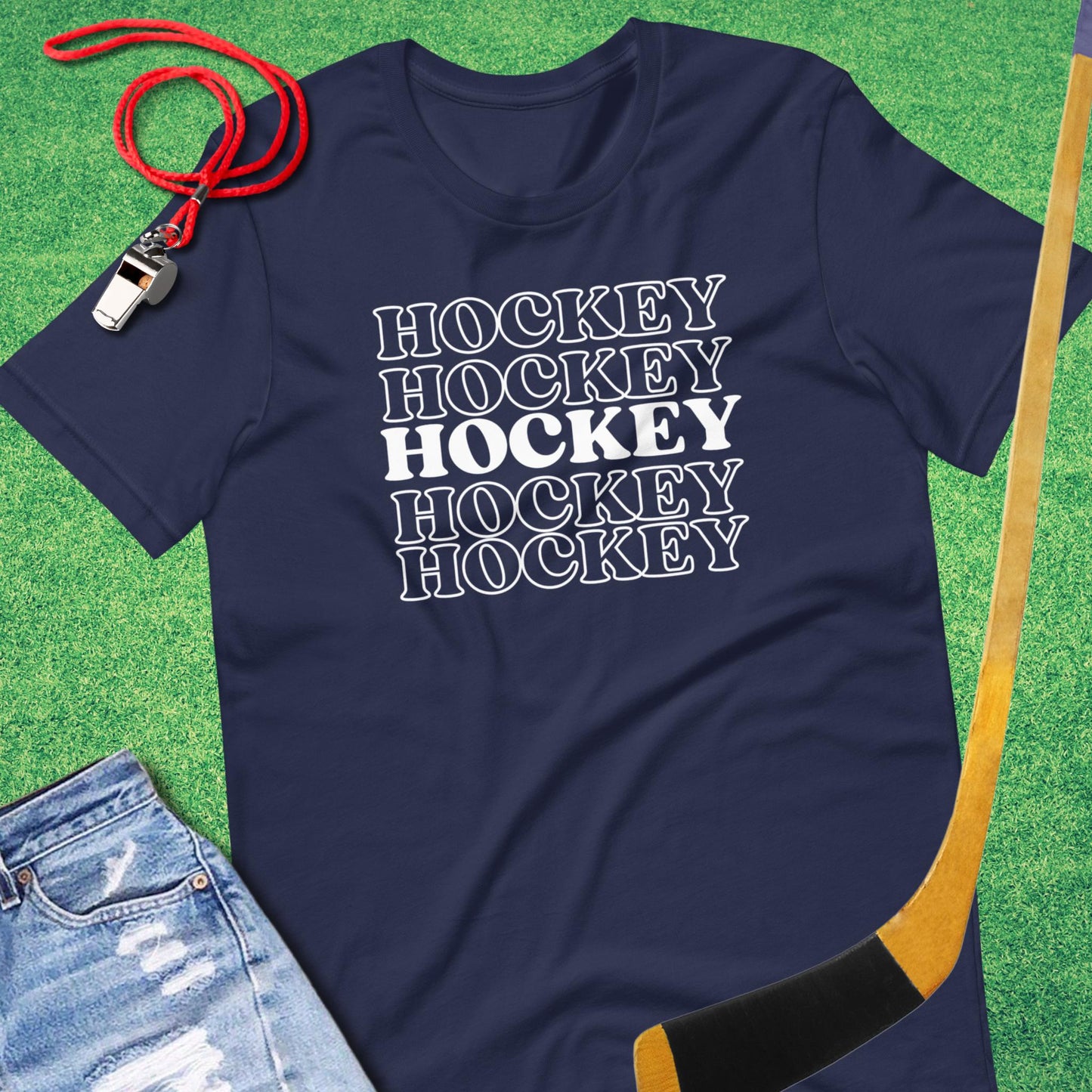 Hockey On Repeat T-Shirt in Navy - Best Ice Hockey T-Shirt | Sideline Gods