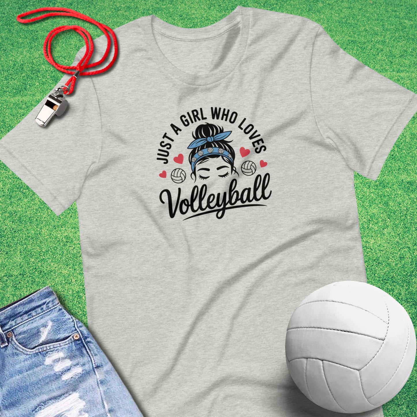 Just A Girl Who Loves Volleyball T-Shirt in Athletic Heather - Volleyball Apparel for Players and Fans | Sideline Gods