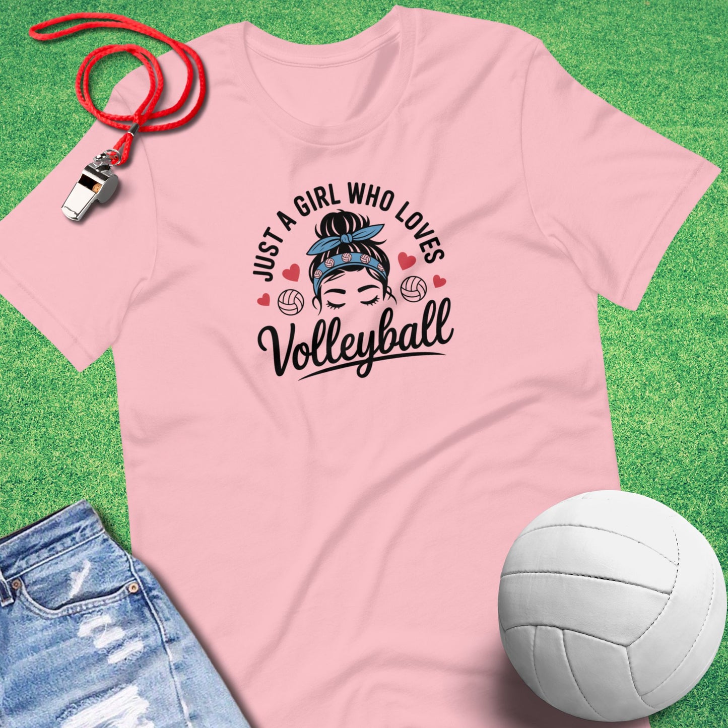 Just A Girl Who Loves Volleyball T-Shirt in Pink - Volleyball T-Shirt for Players and Fans | Sideline Gods