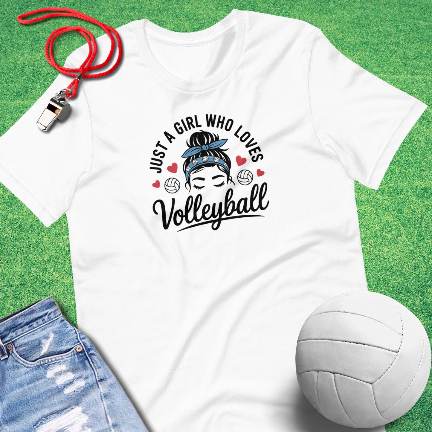 Just A Girl Who Loves Volleyball T-Shirt in White - Volleyball T-Shirt for Players and Fans | Sideline Gods