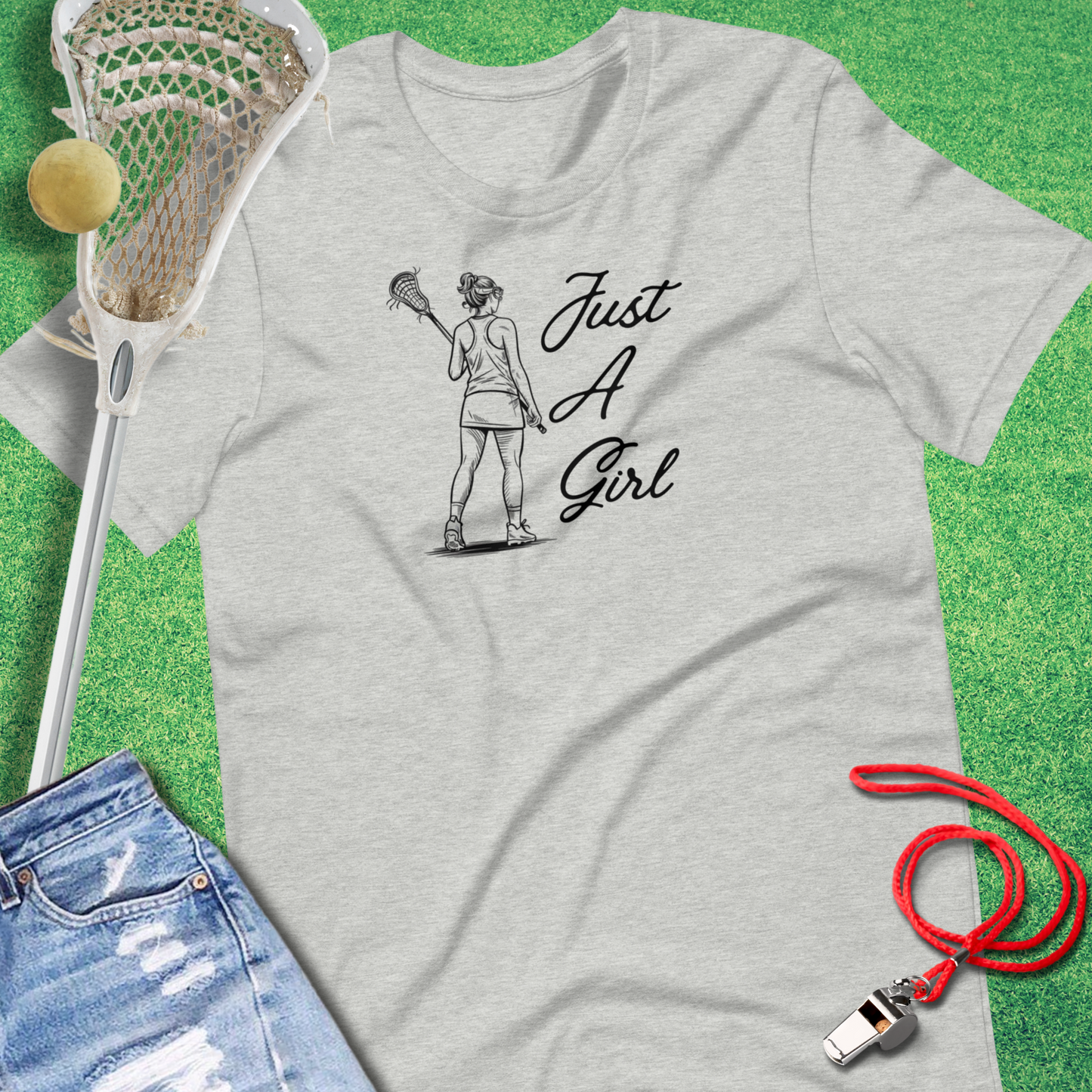 Just a Lax Girl T-Shirt in Athletic Heather - Girls's Lacrosse T-Shirt for players and fans | Sideline Gods