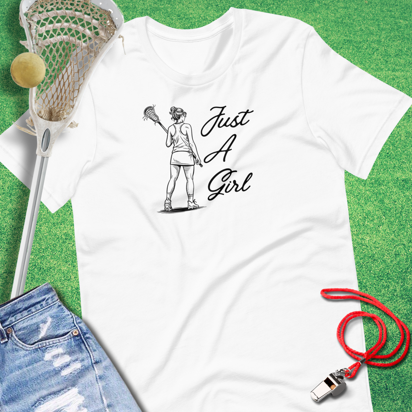 Just a Lax Girl T-Shirt in White - Girl's Lax T-Shirt for players and fans | Sideline Gods